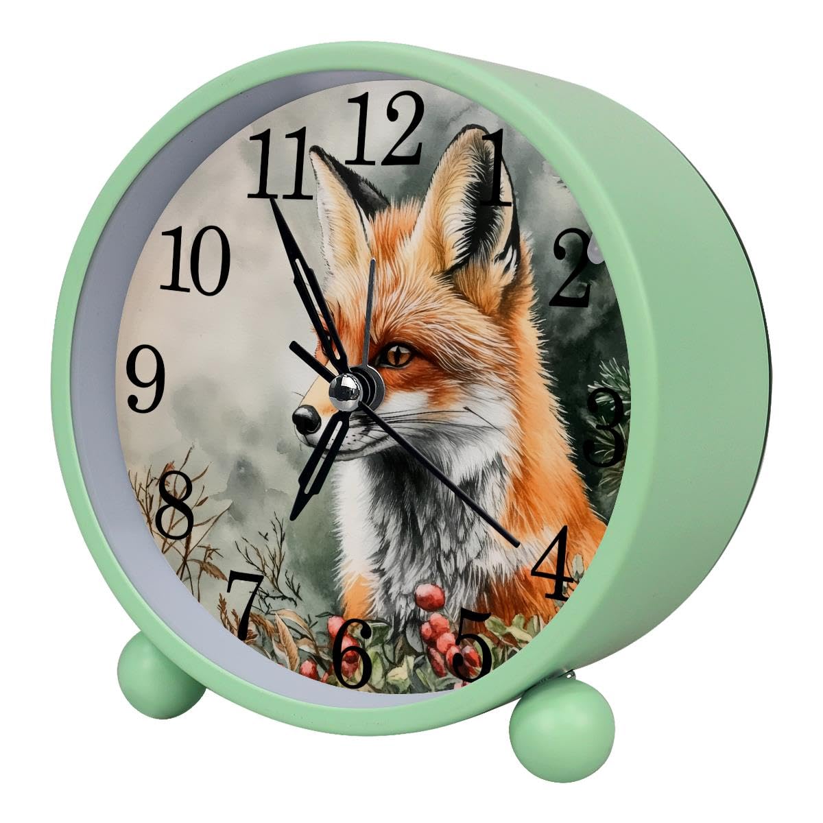 Luoweisi Alarm Clock Fox Florals, Silent Non-Ticking with Night Light
