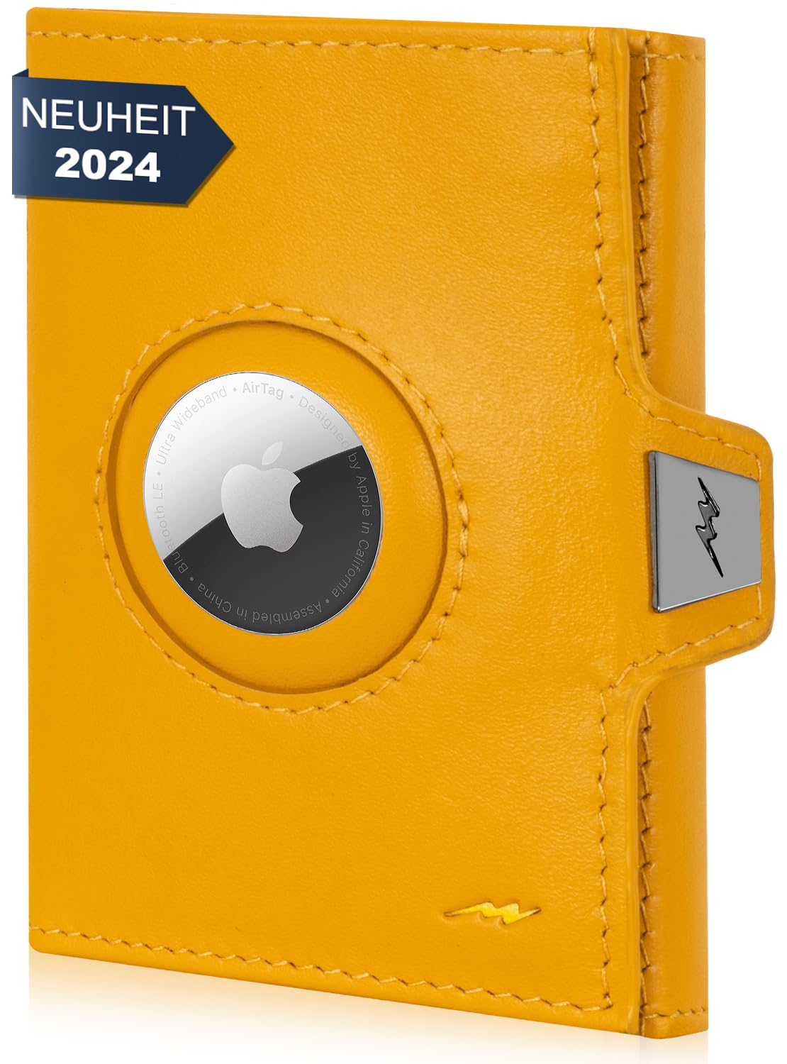 Marc Peter® Jupiter Airtag Echtleder Geldbörse mit Münzfach | Kleines Airtag Portemonnaie für Herren mit RFID | Apple Airtag Mini Geldbörse für Männer