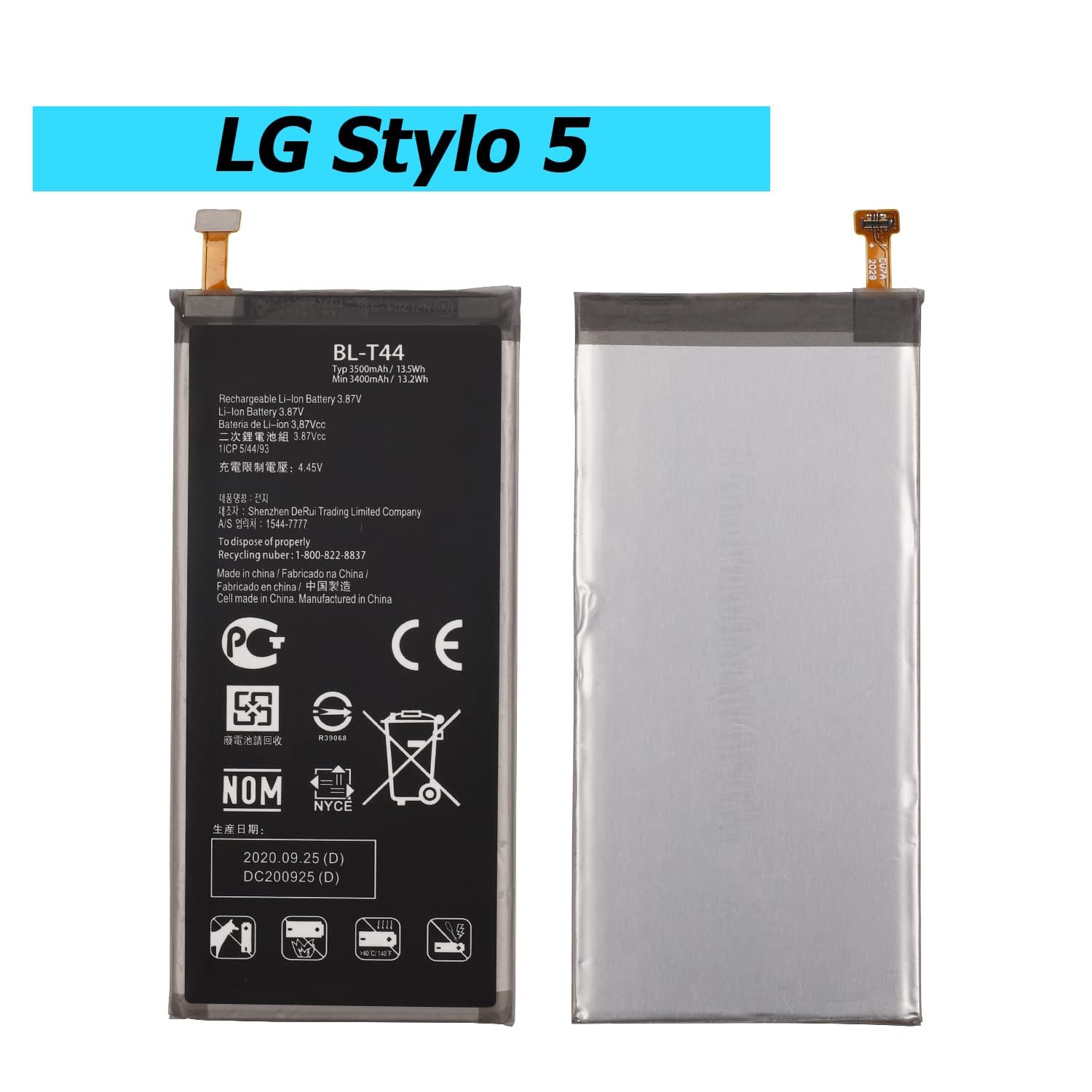 Vvsialeek BL-T44 replacement battery Compatible with LG Stylo 5 LM-Q720PS Q60 LM-X525HA LG K40s LMX430HM LM-X430 LG K50 LM-X520 with toolkit