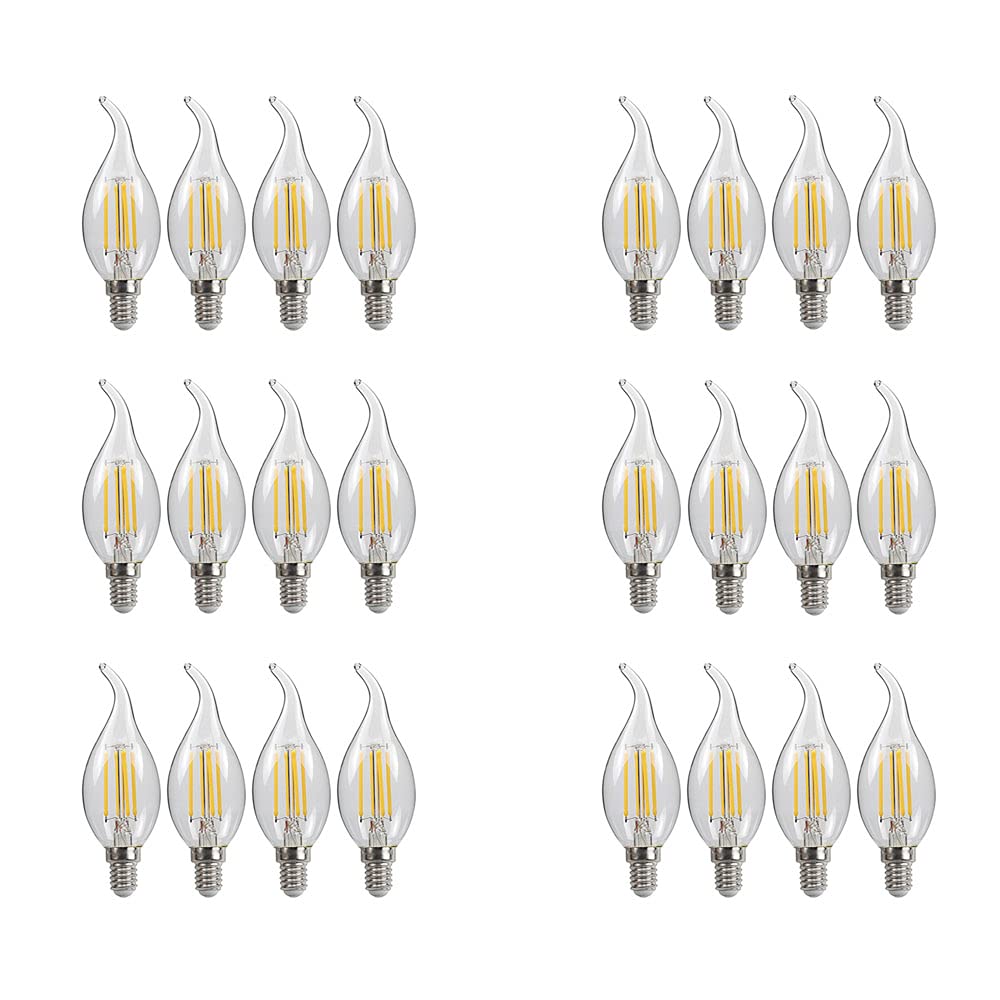 24 Confezioni Lampadine a Candela LED E14 4W(Equivalente a 40W) Lampadina a Filamento LED C35 Non Dimmerabile 400LM,Lampada a Candelabro a Risparmio Energetico Vintage Bianco Caldo 2700K