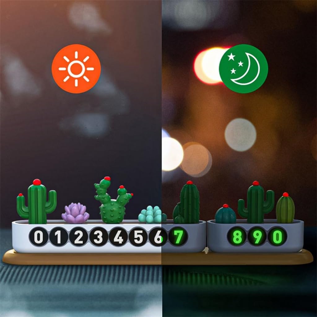 Mini Suculentas Luminosas Tarjeta De Estacionamiento Temporal Vehículos De Matrícula De Teléfono Extraíble