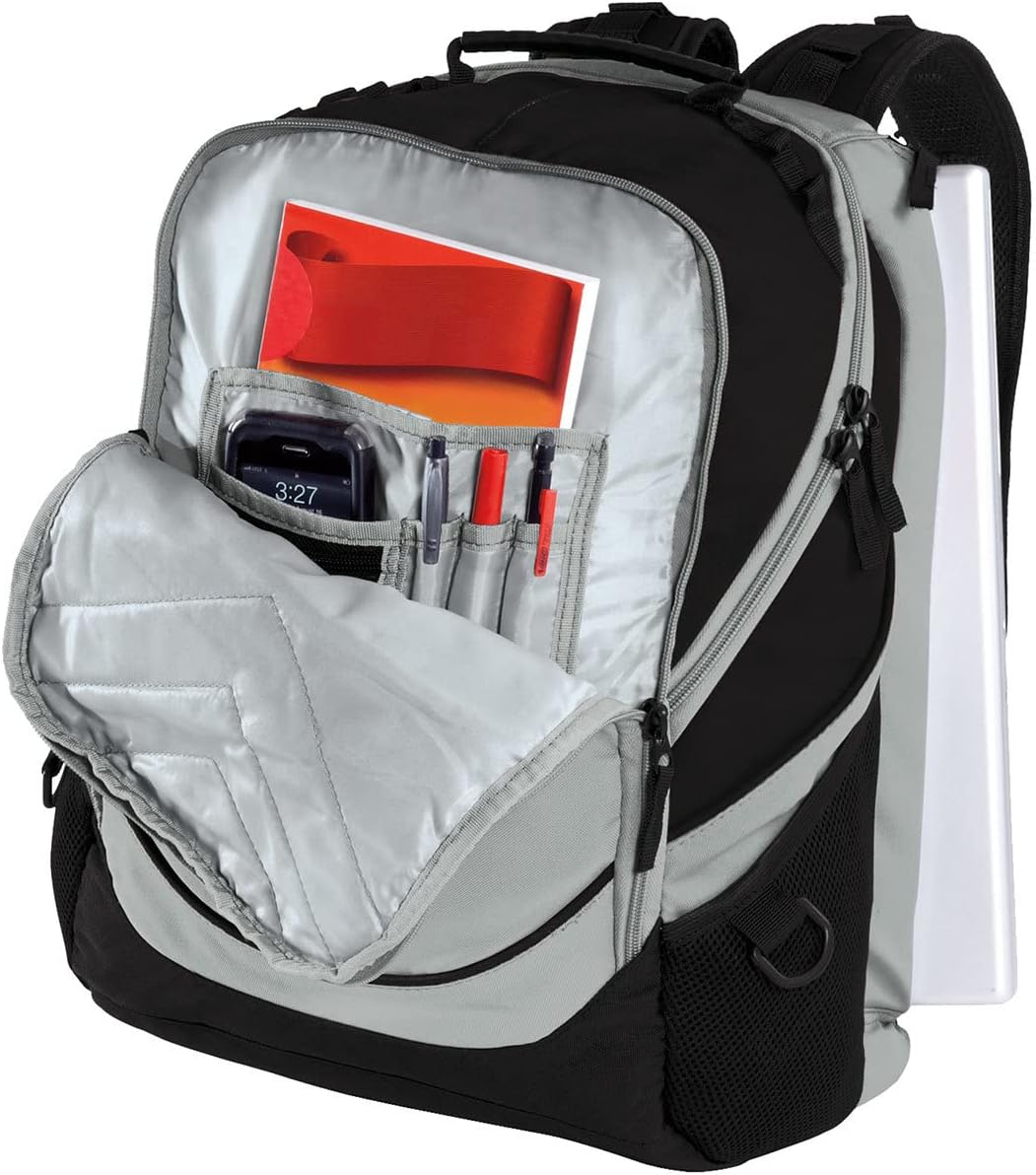 TEEAMORE Custom Travel Laptop Backpack Add Your Embroidered Text Computer Water Resistant Bag Black Grey