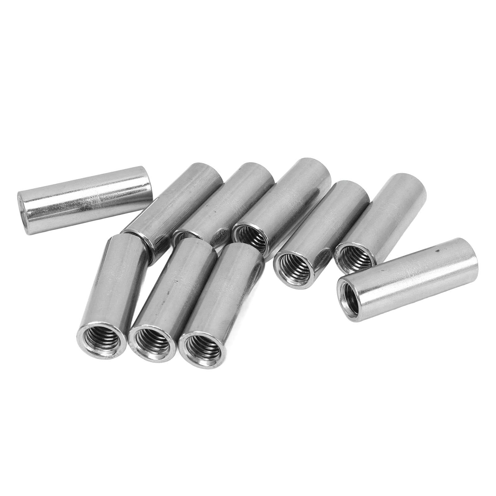 10 écrous Cylindriques, 10 écrous 10 écrous d'accouplement en Acier sans 10 X 1,5, écrous Ronds, 10 écrous d'accouplement à Tige Ronde, Astener en Acier 304 sans, 14 L40 Mm, SKU