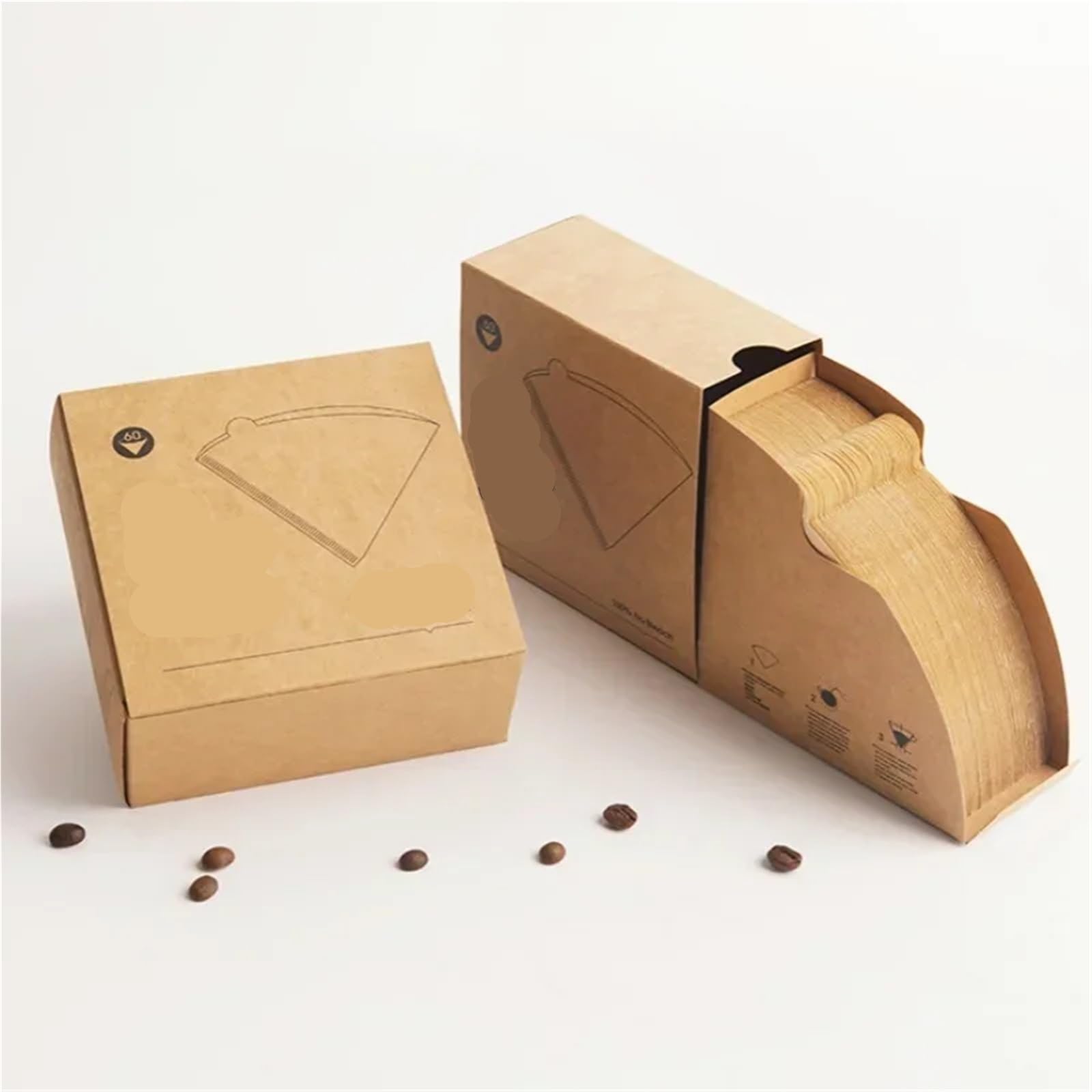 300 Stück Kaffeefilterpapier, handgebrühter Kaffee, spezieller konischer Holzzellstoff, tragbar, ausziehbar, Tropffilterpapier, Haushalts-Café-Werkzeuge Für Haushalt Wohnen(Brown 2-4Cups)