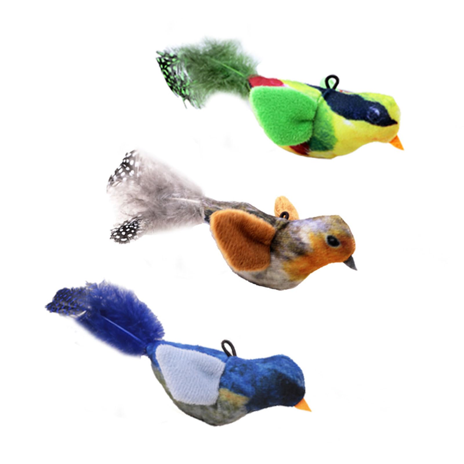 NEWFT Cat Bird Toy Sparrow Teaser Realistic Interactive Bird Toy Play Chirping Indoor Felines Plaything