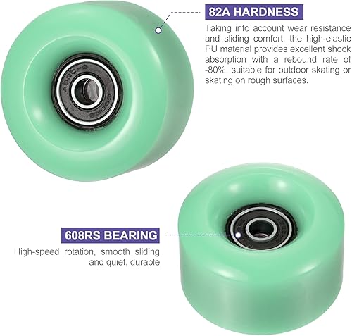 Miniatura 4 de PATIKIL Paquete de 8 ruedas de patinaje de 2.283 in x 1.260 in con rodamiento ABEC-9, ruedas de patinaje de poliuretano 82A y 2 topes de dedos para
