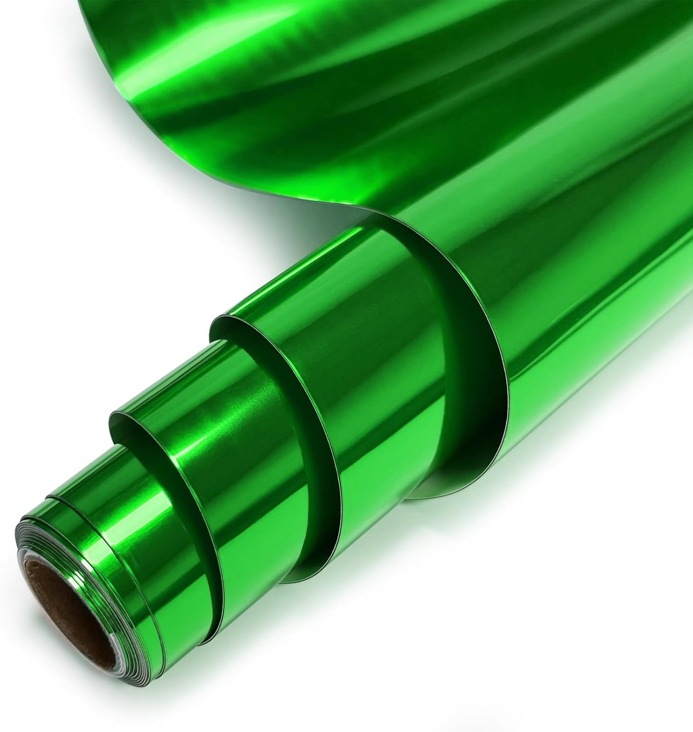 Green Heat Transfer Vinyl Roll, 12 x6Ft Mirror Metallic Iron on Vinyl, Soft Metallic Foil HTV for T-Shirt, Chrome HTV Easy to Cut & Weed for Heat Vinyl Design