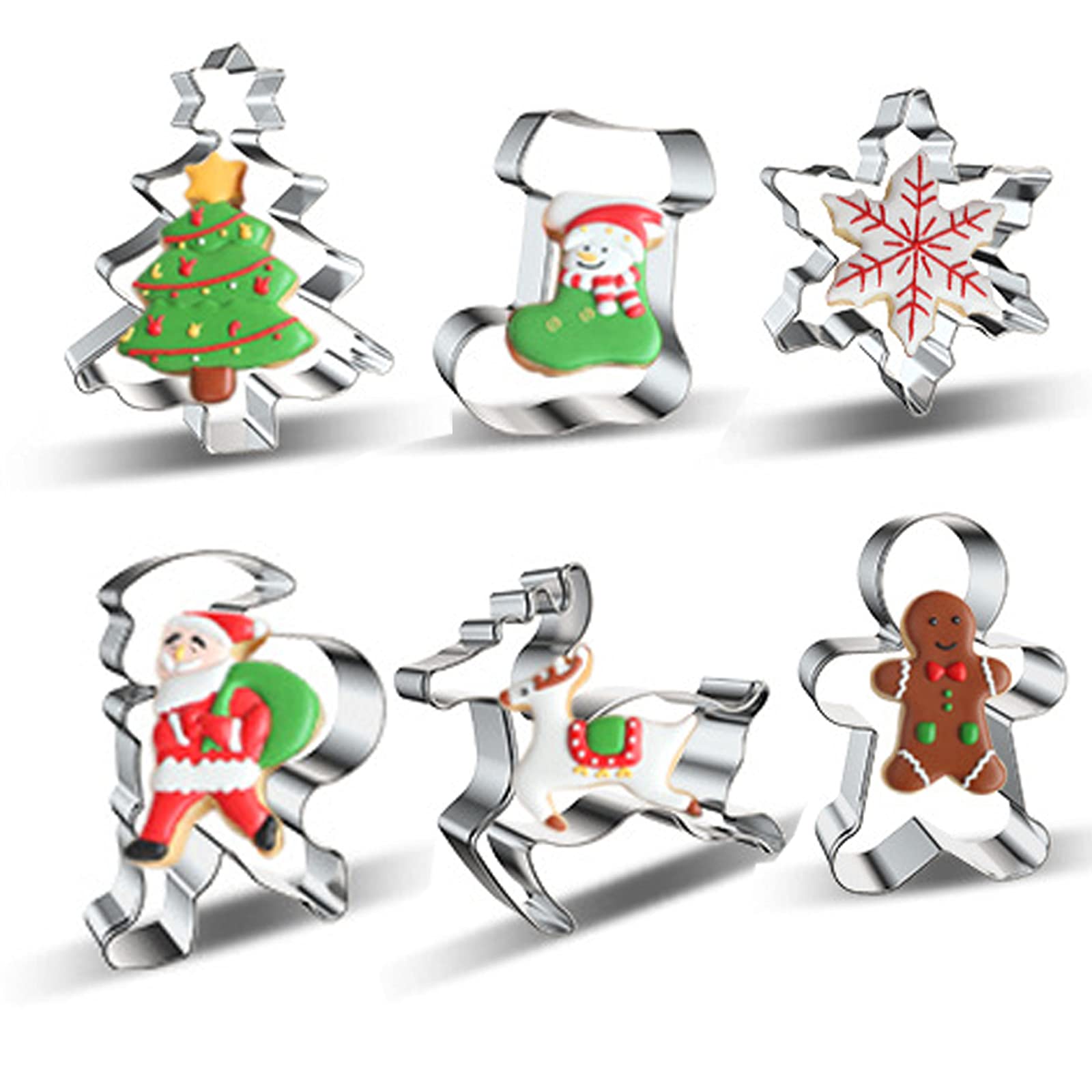 Galletas De Navidad Con Santa Claus, Muñeco De Nieve Y Forma De árbol De Navidad Con Fondo