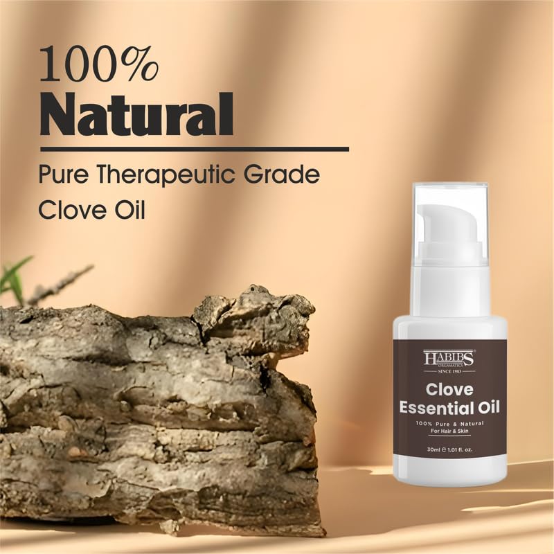 Image of Habibs Pure Clove Essential Oil - 100% Undiluted, Therapeutic Grade for Aromatherapy & Oral Care 30ML