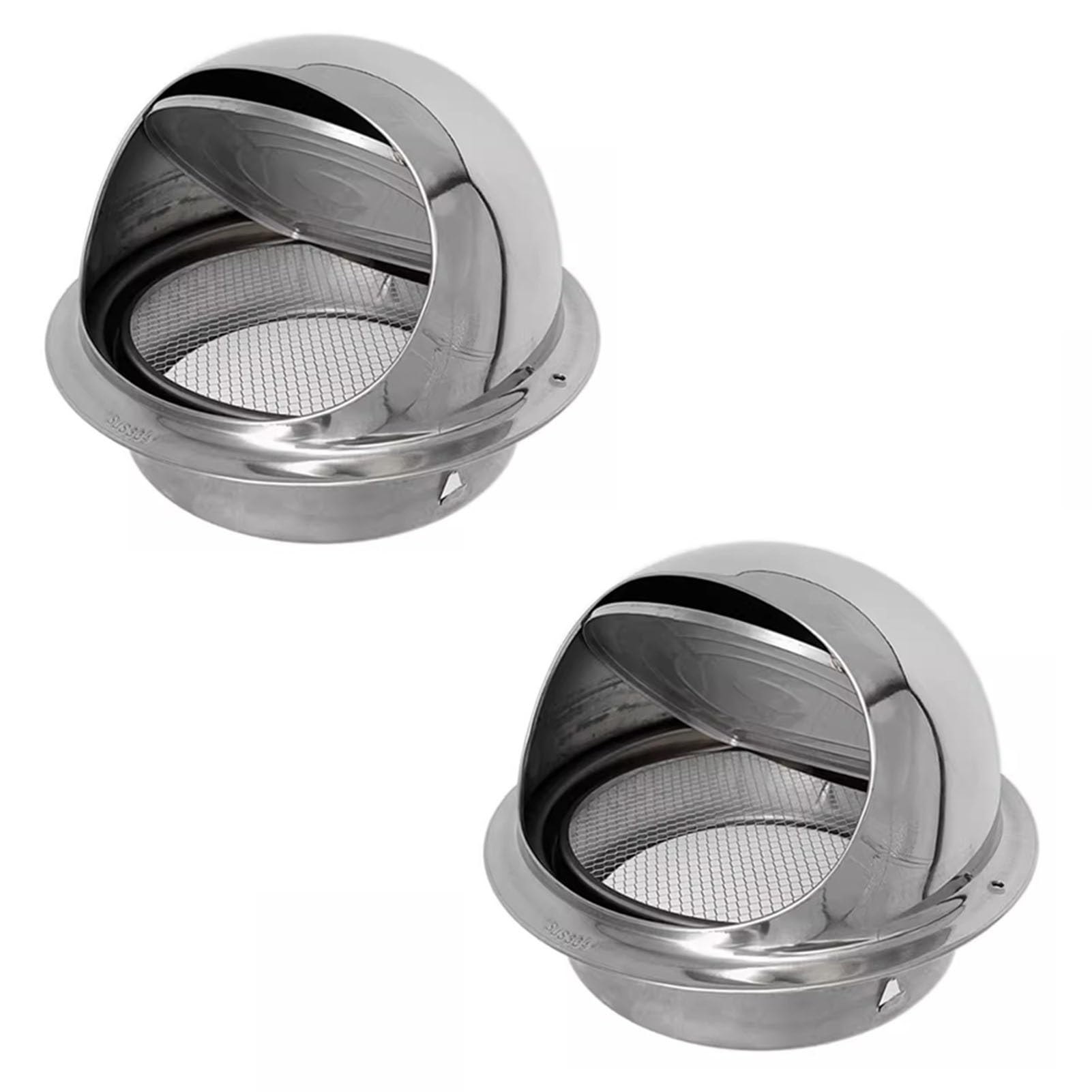 2 x Grille D'Aération Hotte en Acier Inoxydable avec Plaque de Protection en Maille Gants, Grille de Ventilation pour Pot D'échappement de Mur Extérieur(190mm/7.5inch)