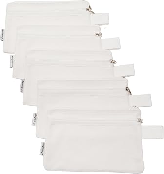 100% Cotton 16oz Canvas Zipper Makeup Pouch, Coin Purse, Cellphone Purse, Pen/Pencil Case 5-pack