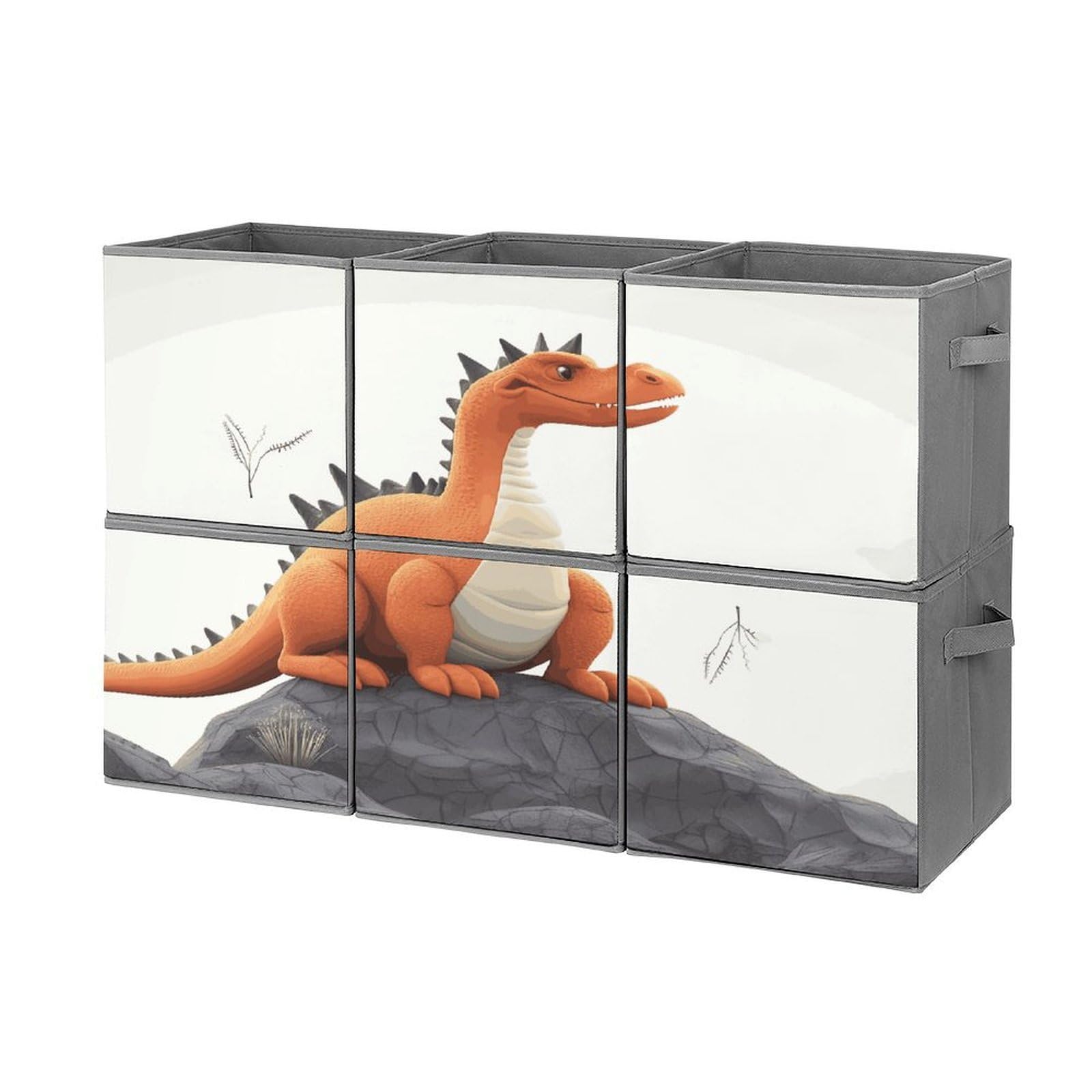 Fekiloot Style Funny Dragon Storage Bin For Foldable And Handles,Closet Organizer Of 6-Pack Stackable,Storage Box For Living,Room, Office,Bedroom,Closet