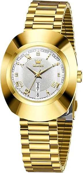 OLEVS Womens Watches Gold Diamond Tungsten Steel Luxury Dress Classic Ladies Calendar Week Wrist Watches for Women