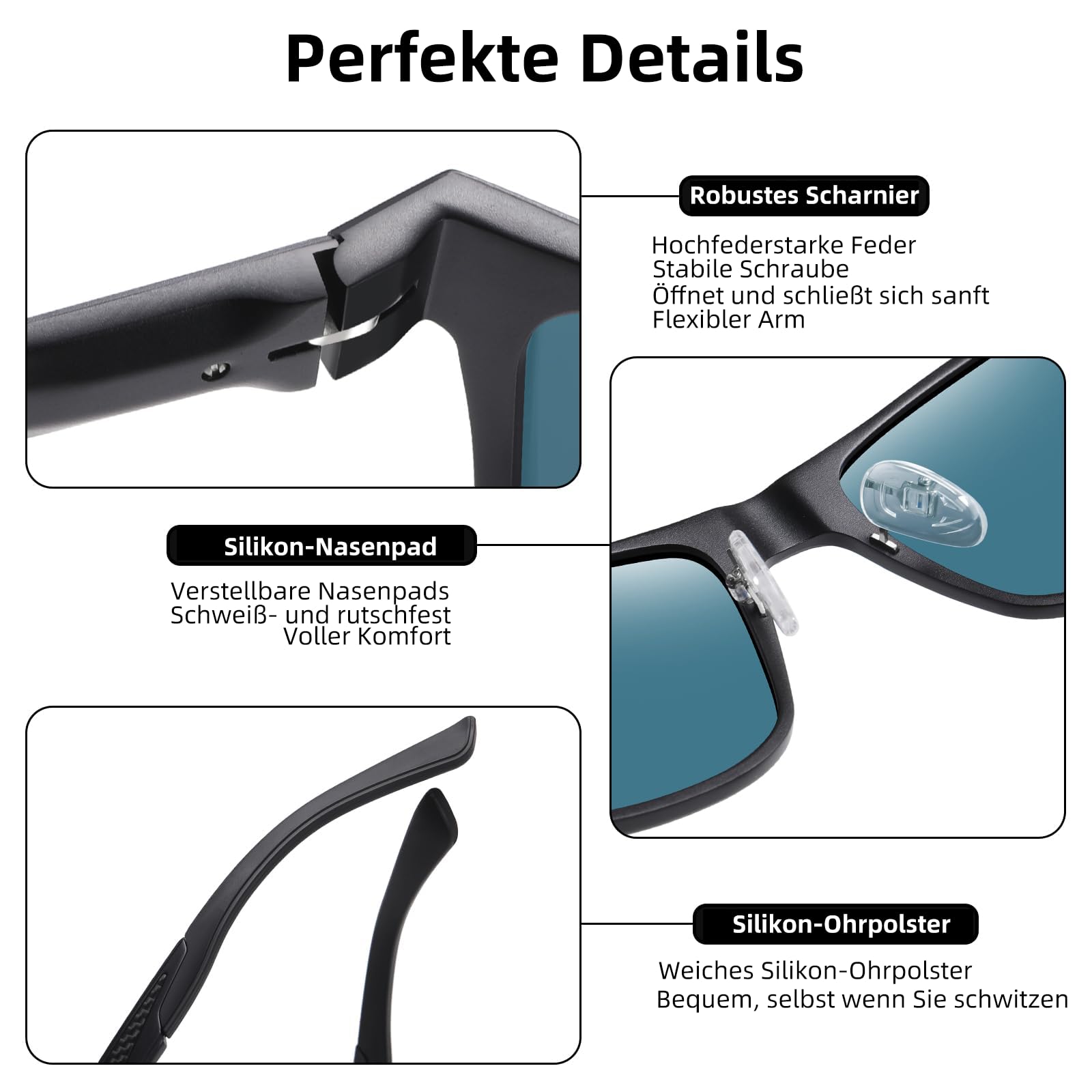 DUCO Polarisierte Sonnenbrille Herren, Rechteckigem Al-Mg-Rahmen | UV-Schutz, Ultraleichte Kohlefaser-Bügel, Korrosionsbeständig & Robust, Verspiegelte Sport Sonnenbrillen für Fahren, Angeln