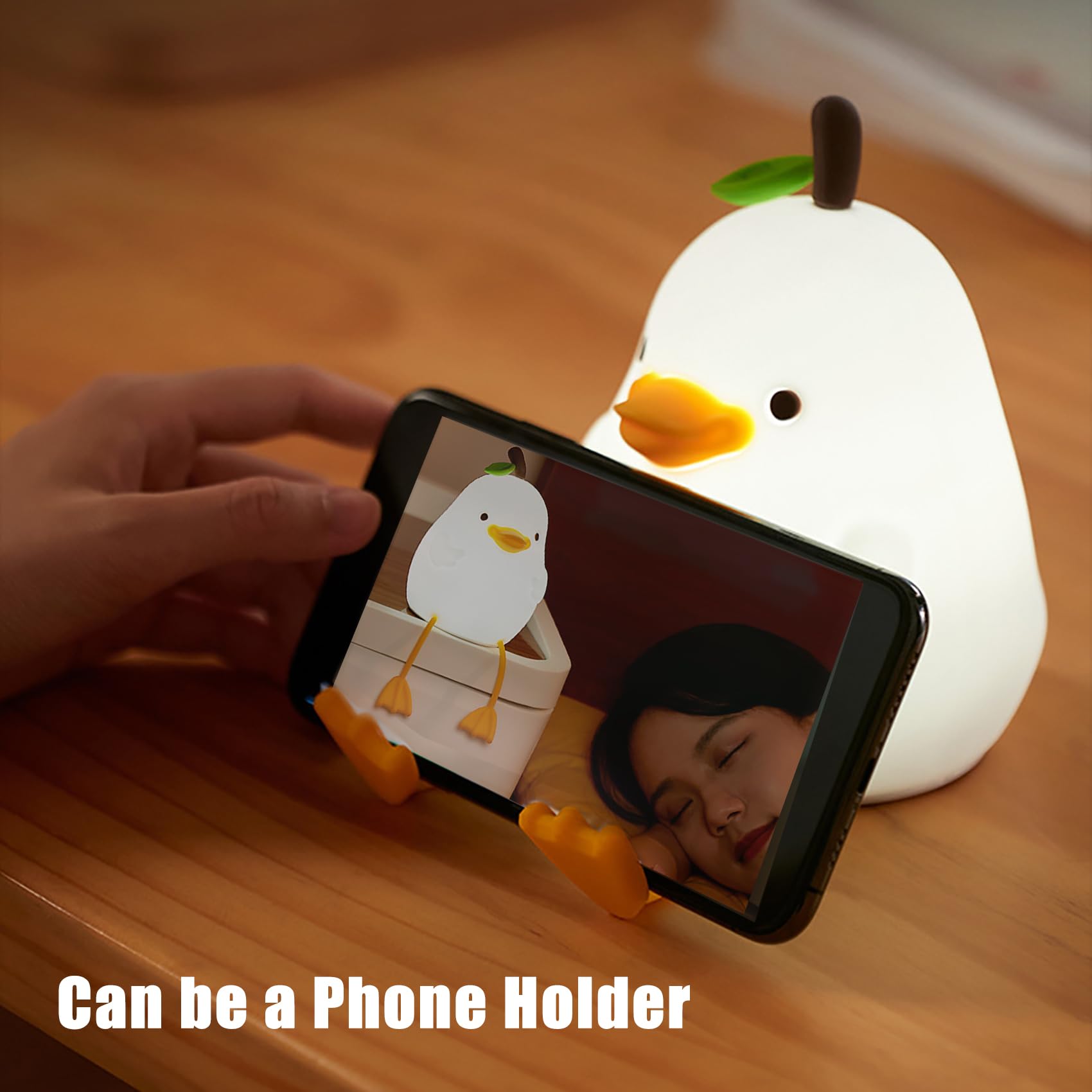 Forever Light FNL-11 Luce Notturna LED A Forma Di Anatra In Silicone, Ricaricabile USB-C, 2 Intensità, Tocco Sensibile, Per Cameretta Bambini