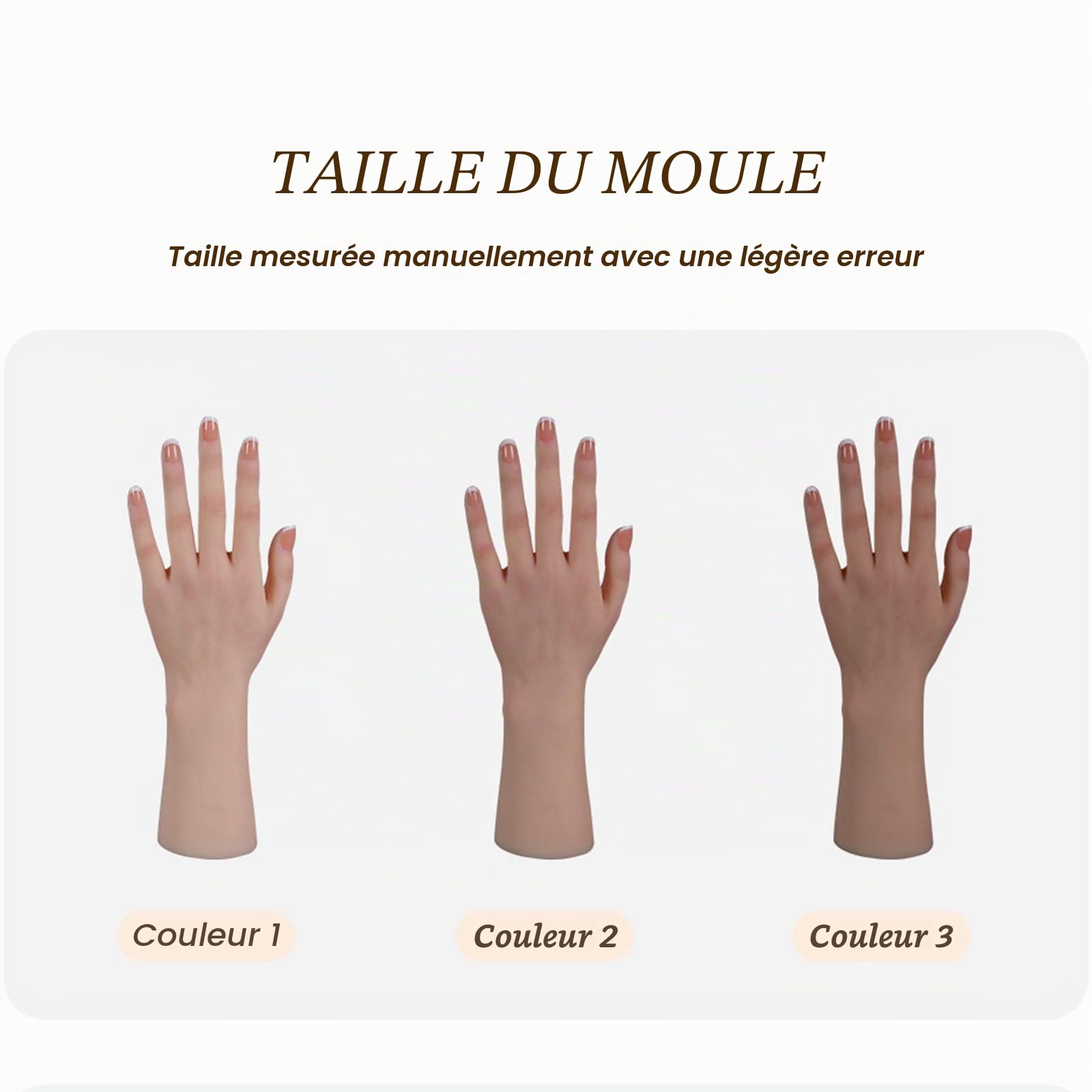 Main de Silicone Femme Mannequin Taille Réelle pour Bijoux, Art, Esquisse avec Ongle (Main Gauche, Ivoire)