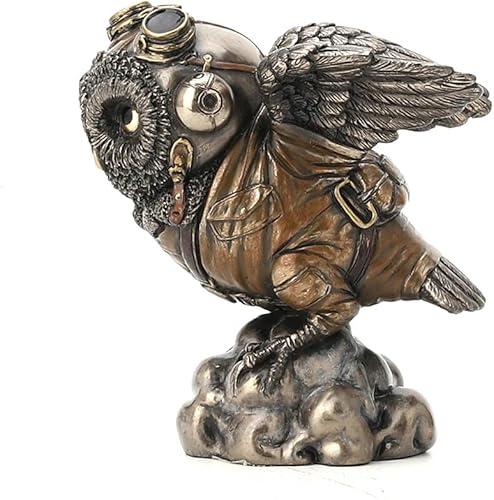 Miniatura 6 de Veronese Design 4 1/8 "Flying Ace Aviator Owl Steampunk Estatua de resina bronceada fundida en frío Estatua Animal Estatua Militar Coleccionable
