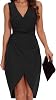 Safort Cocktail Dresses Women Summer Wedding Guest V Neck Sexy Belted Wrap Ruched Sleeveless Club Night Out Party Dress