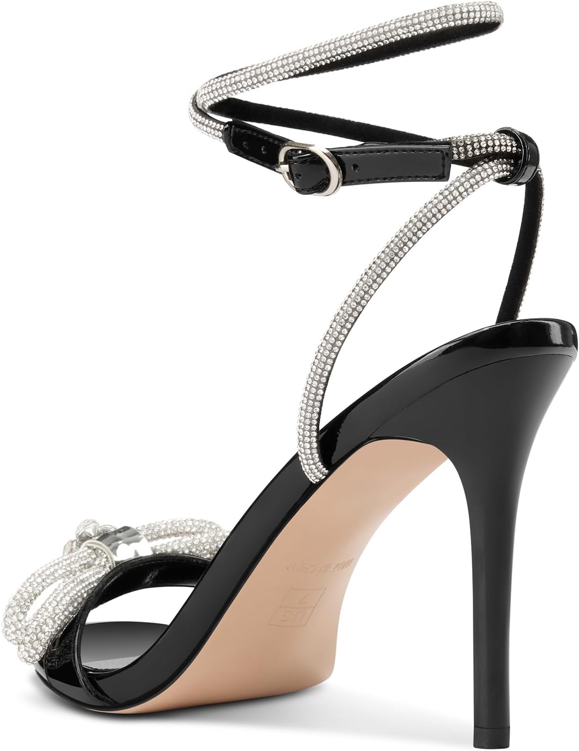 TNYNFBEB Womens Stiletto High Heel Open Toe Sandals Ankle Strap Buckle Rhinestone Crystal Bow-knot Prom Dress Summer 3.9 Inches Heels - Image 5