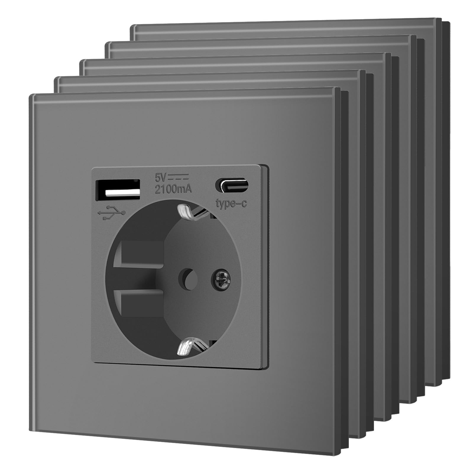 BSEED Enchufe de Pared con USB C,Enchufes Dobles Empotrados con Cristal,Toma de Corriente,Seguridad infantil,Fácil de Instalar,M Serie,2 Enchufes con USB y Tipo C,157mm Blanco — view 127