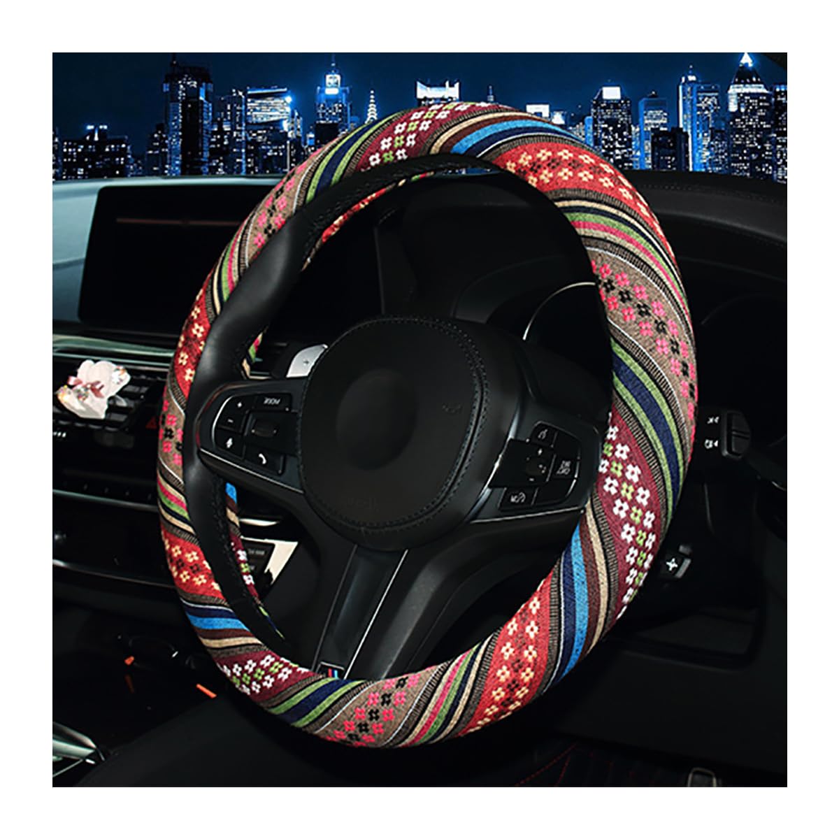 Coprivolante Stile Etnico - Fodera Assorbente Antiscivolo, Design Unico Per Donna, Diametro 38cm - Foto 9