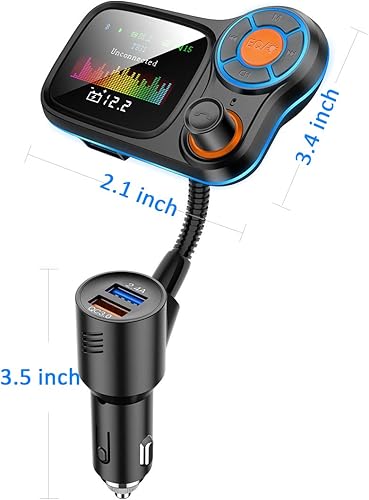 Miniatura 7 de TSNAM Adaptador Bluetooth inalámbrico para automóvil, transmisores de radio FM, receptor de llamadas manos libres y música MP3/reproducción de audio