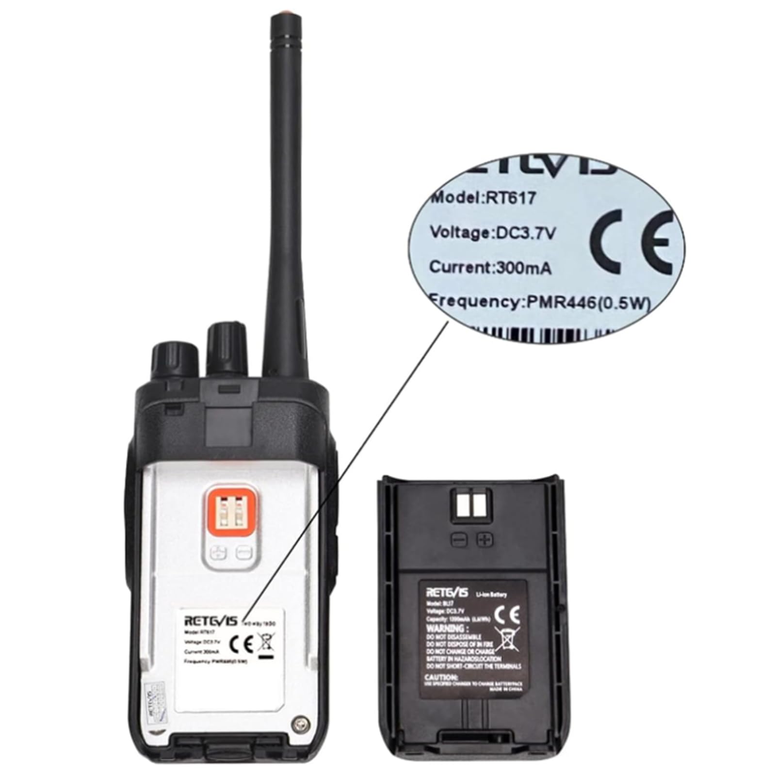Retevis RT617 Walkie Talkie Auricolare, PMR446 Radio Comunicazione Ricaricabile Ricetrasmittenti Adulti, Non-Magnetic Speaker, 2 Way Radio for Cantiere (4 Pezzi, Nero) (con auricolare)