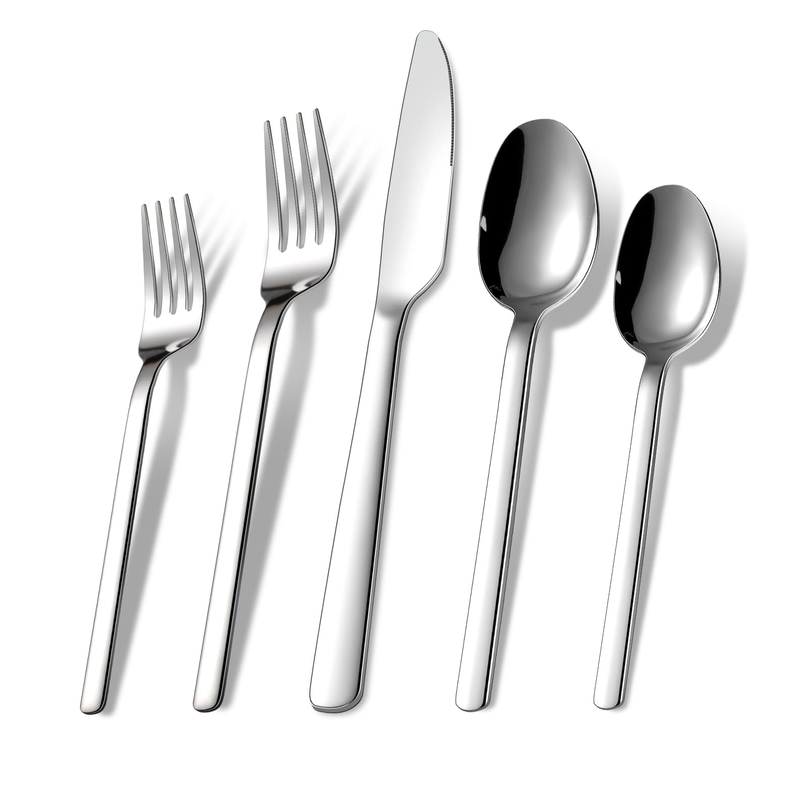 40 Piece Silverware Set Service for 8, Food-Grade Stainless Steel Flatware Set, Modern Classic Design Cutlery Utensil Set, Dinner Fork Knife Spoon Eating Tableware for Home, Dishwasher Safe