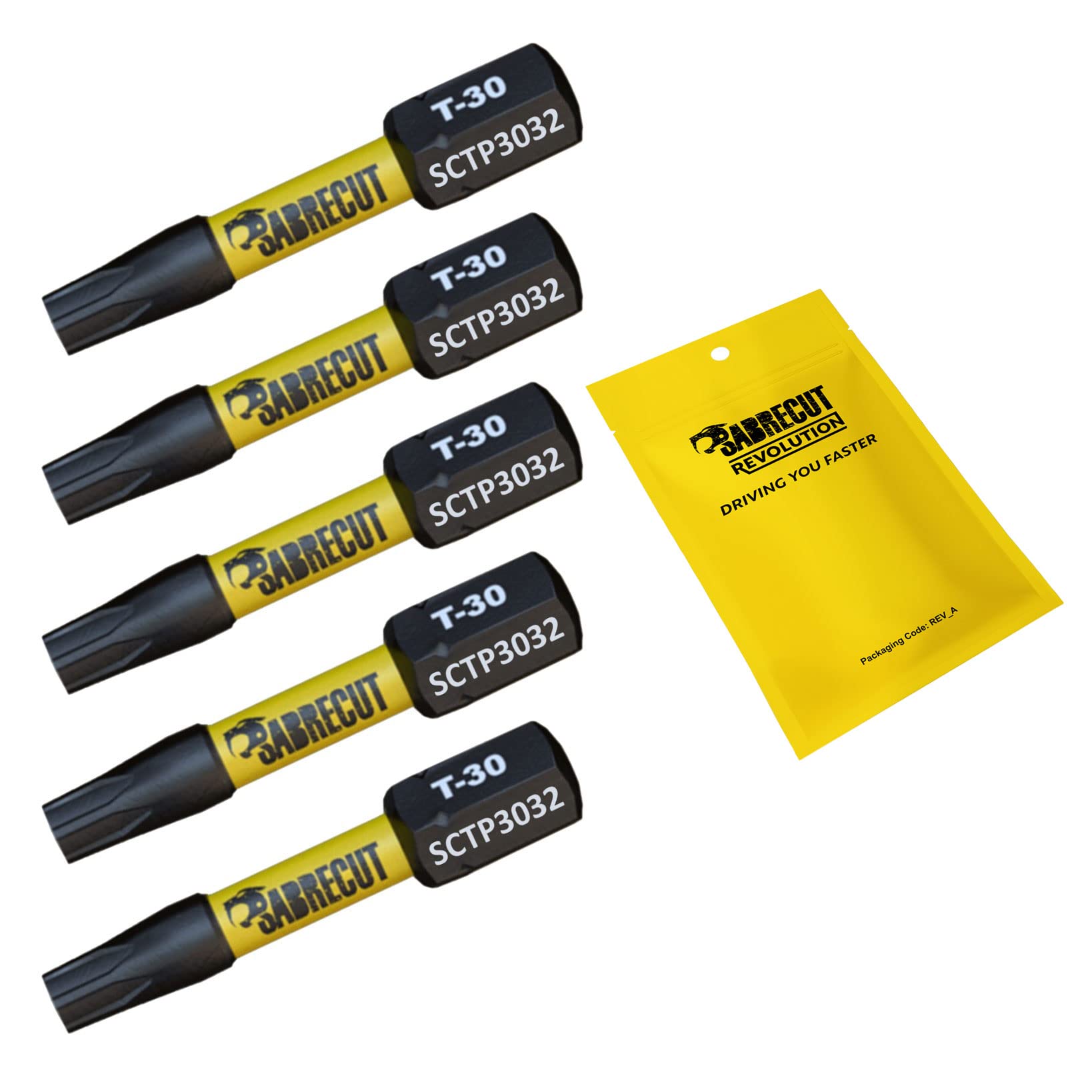 Sabrecut 5 X Sctp3032_5 32Mm T30 Tx30 Torx Tamper Proof Security Magnetic Impact Screwdriver Driver Bits Set Heavy Duty
