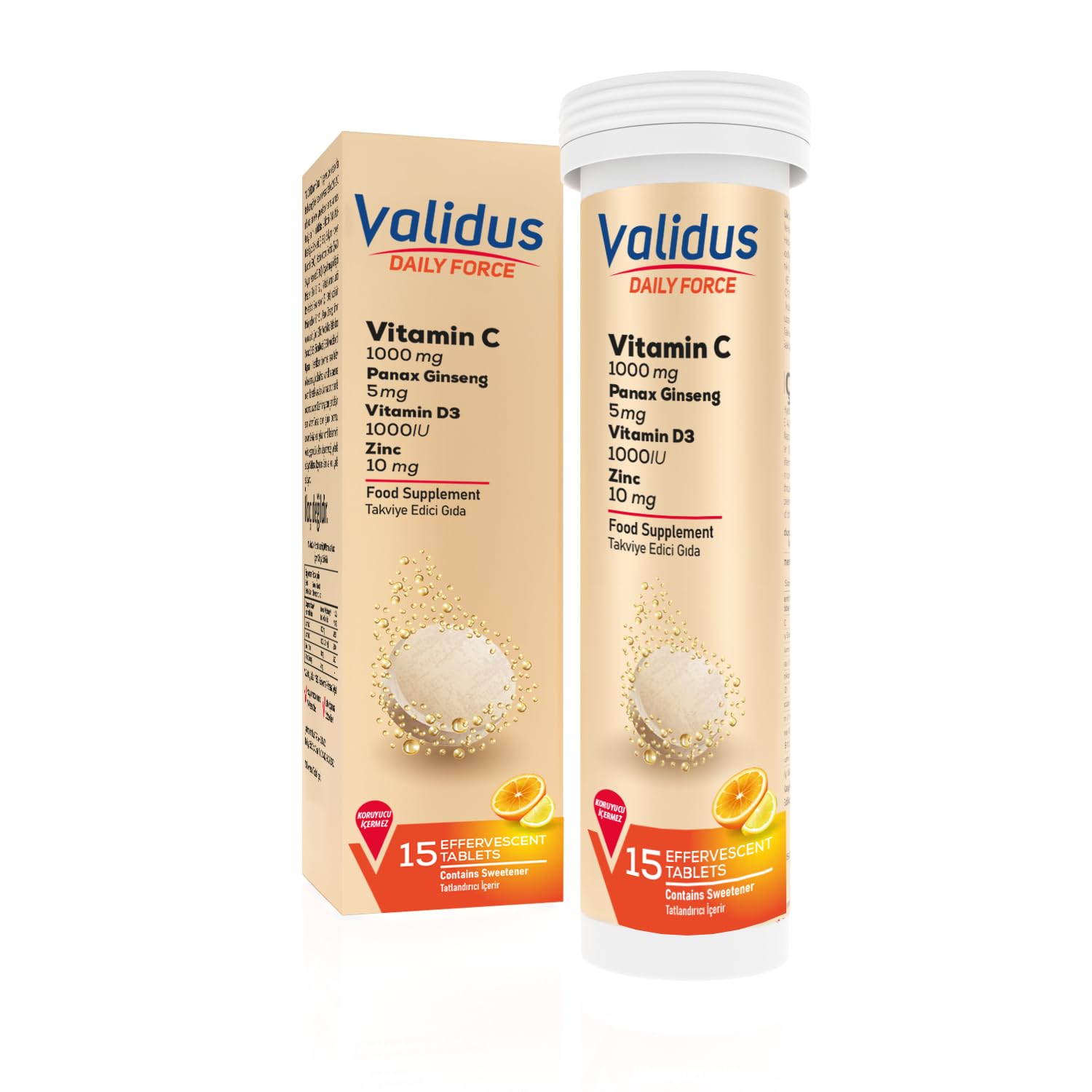Validus Daily Force C Vitamini 1000 mg + Panax + Ginseng Efervesan Tablet