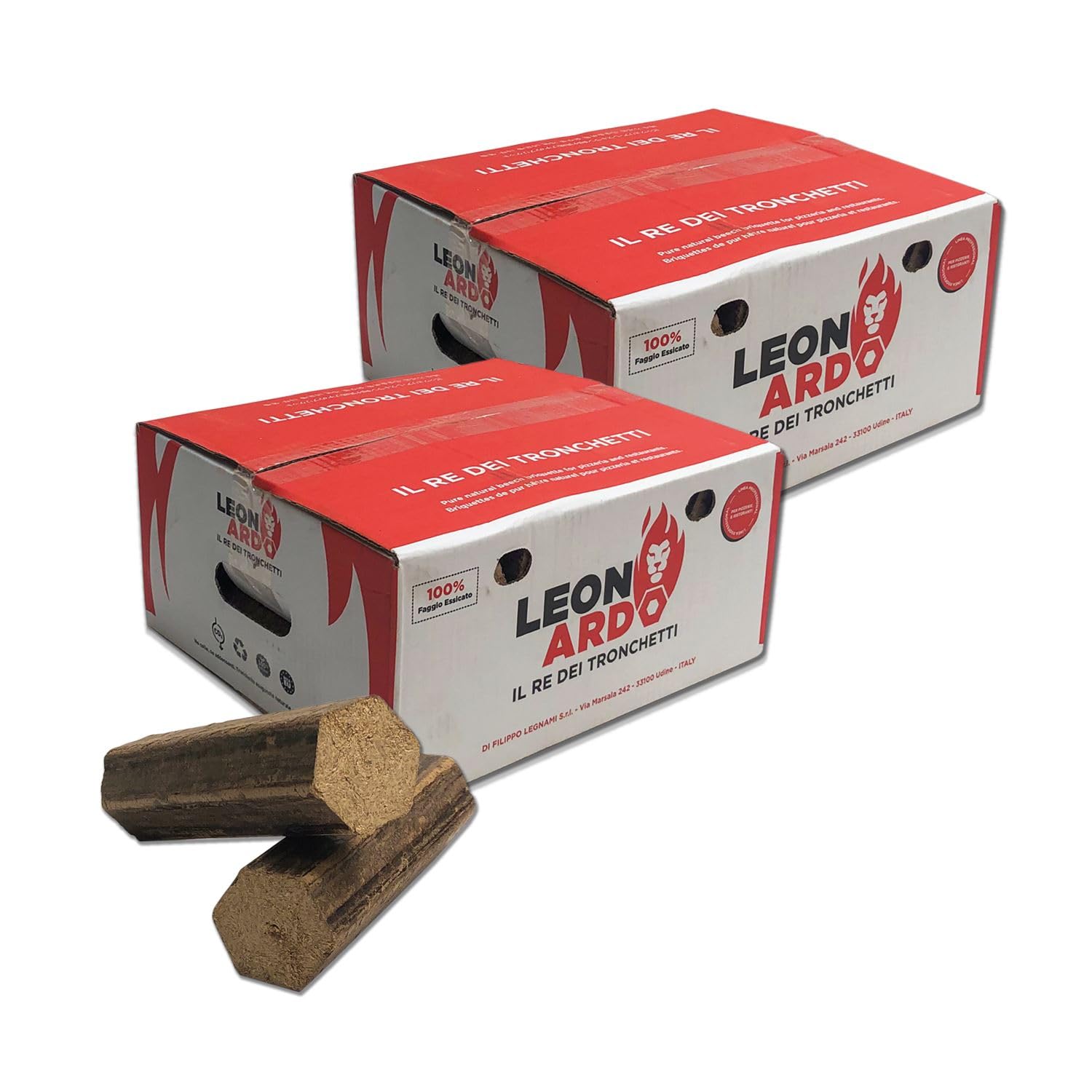 2 x Packs Restaurant Grade Leonardo Beech Briquette Firewood Logs - Suitable For Heat Stoves Fireplaces Pizza Ovens Wood Fired Burning Cookers Barbecue Open Fires