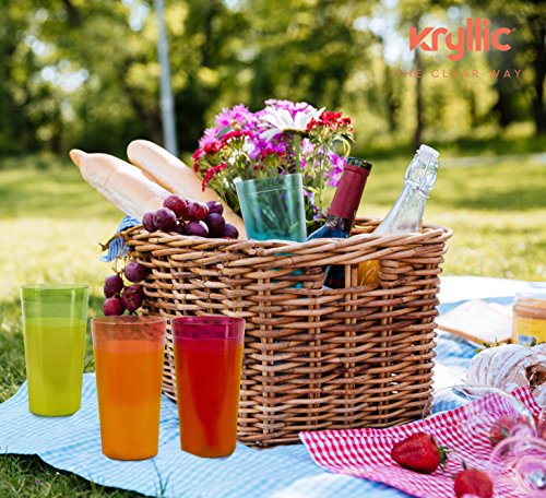 Kryllic Plastic Tumblers Set Of 16 Color Plastic Drinking Glasses 20 Oz Assorted Colors Plastic Cups Dishwasher Safe Tumbler Cups Reusable Acrylic Set For Kitchen, Party Kitchen Unbreakable Kids Cups #TOP4
