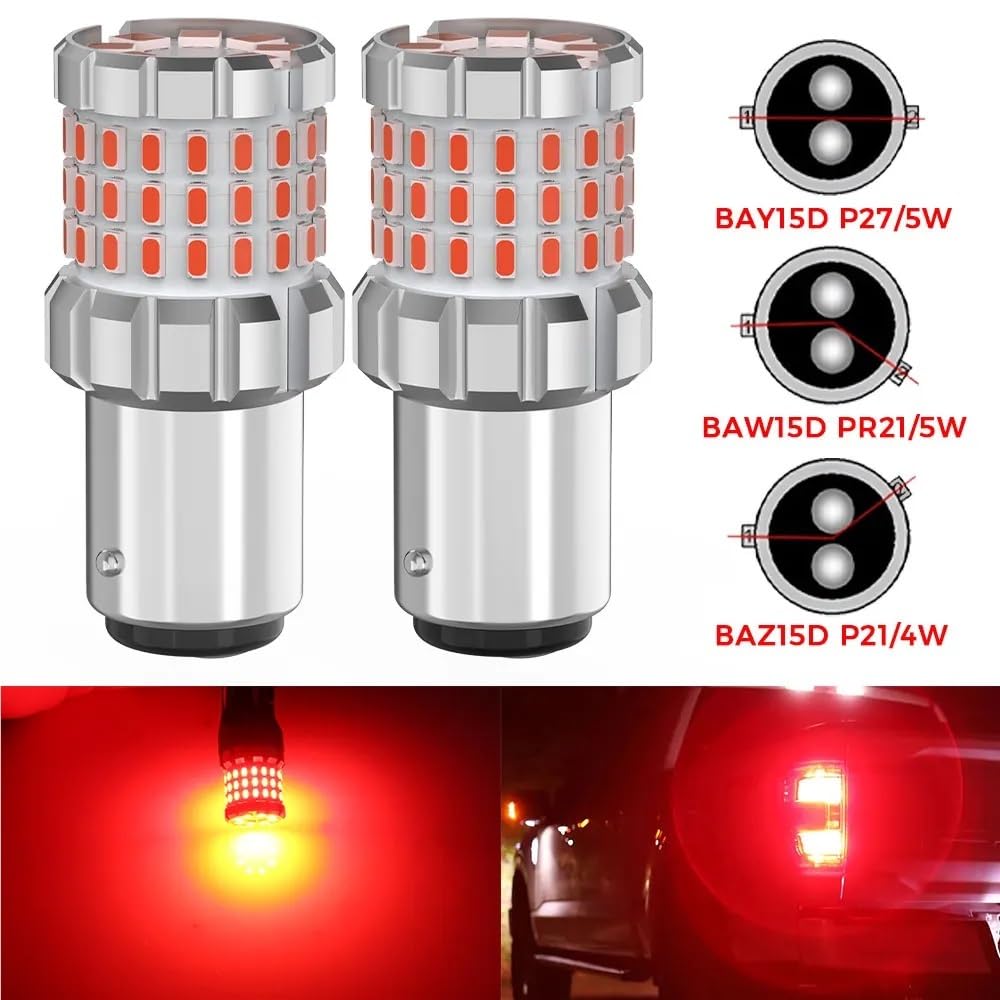 2 pezzi 4000lm 1157 P21/5W BAY15D LED BAW15D PR21/5W Luci di stop Canbus BAZ15D P21/4W Lampadina di coda e stop Lampada di segnalazione DRL automatica(1157 BAZ15D P21-4W)