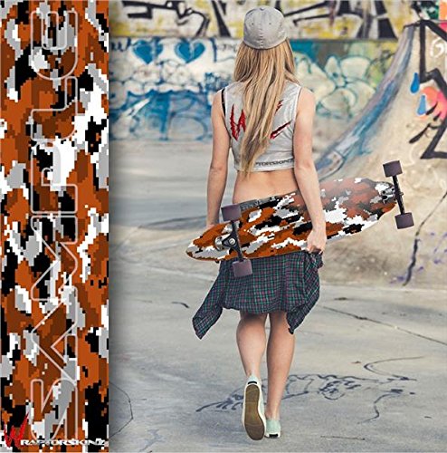 WraptorCamo Digital Camo Burnt Orange - Decal Style Vinyl Wrap Skin fits Longboard Skateboards up to 10