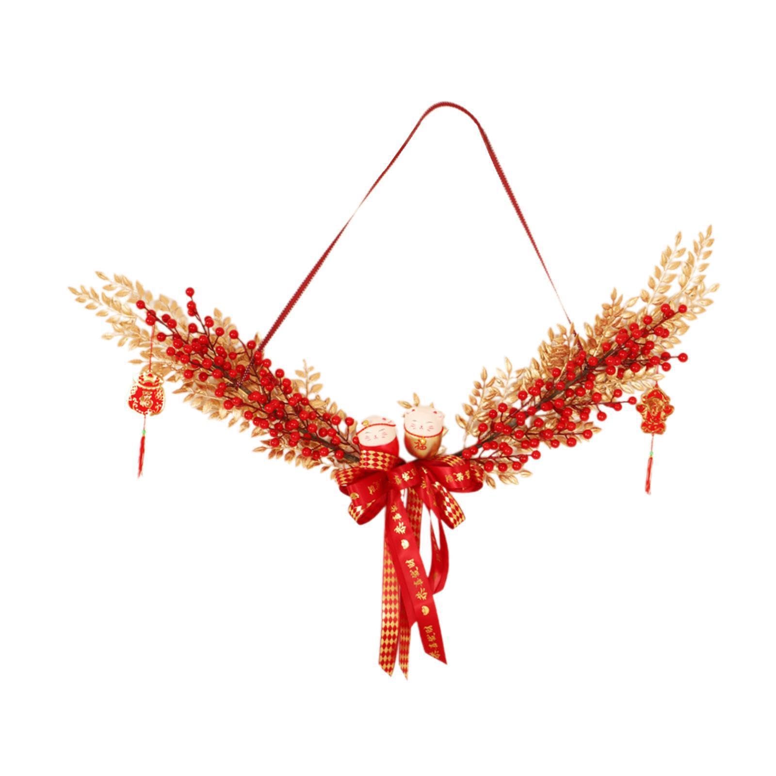 KIXZSAZ Add Festive Atmosphere With for Creative Chinese New Year Wreath For Front Door Garland Lucky Cats Wreath Has Unique Shape
