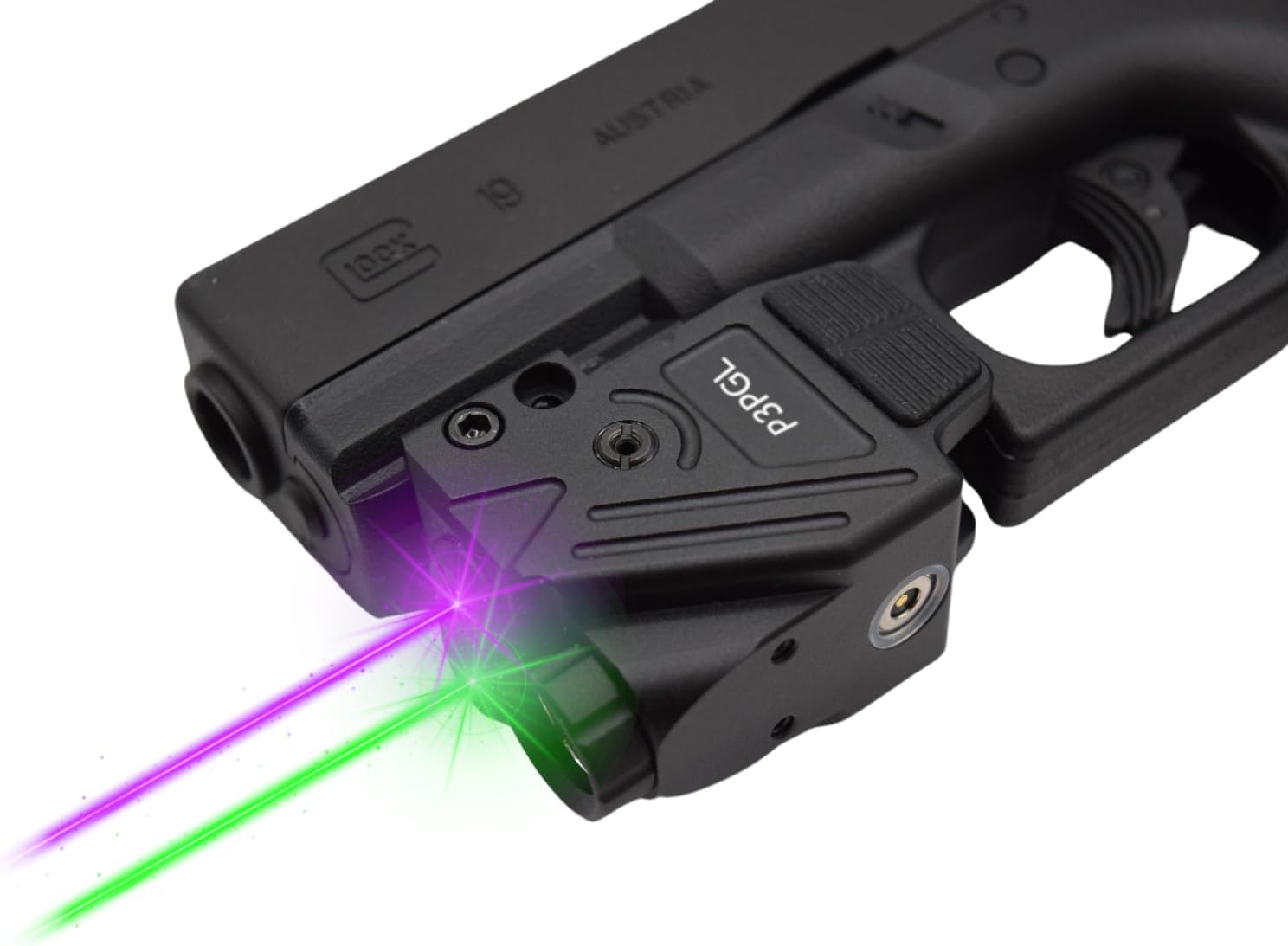 HiLight - Tactical P3PGL - 700 Lumens Strobe Flashlight & Dual (Purple, Green) Laser w/Military-Grade Aluminum & Rechargeable USB Battery - Extension Rail Mount Light & Dual Laser Class of IIIA, <5mW