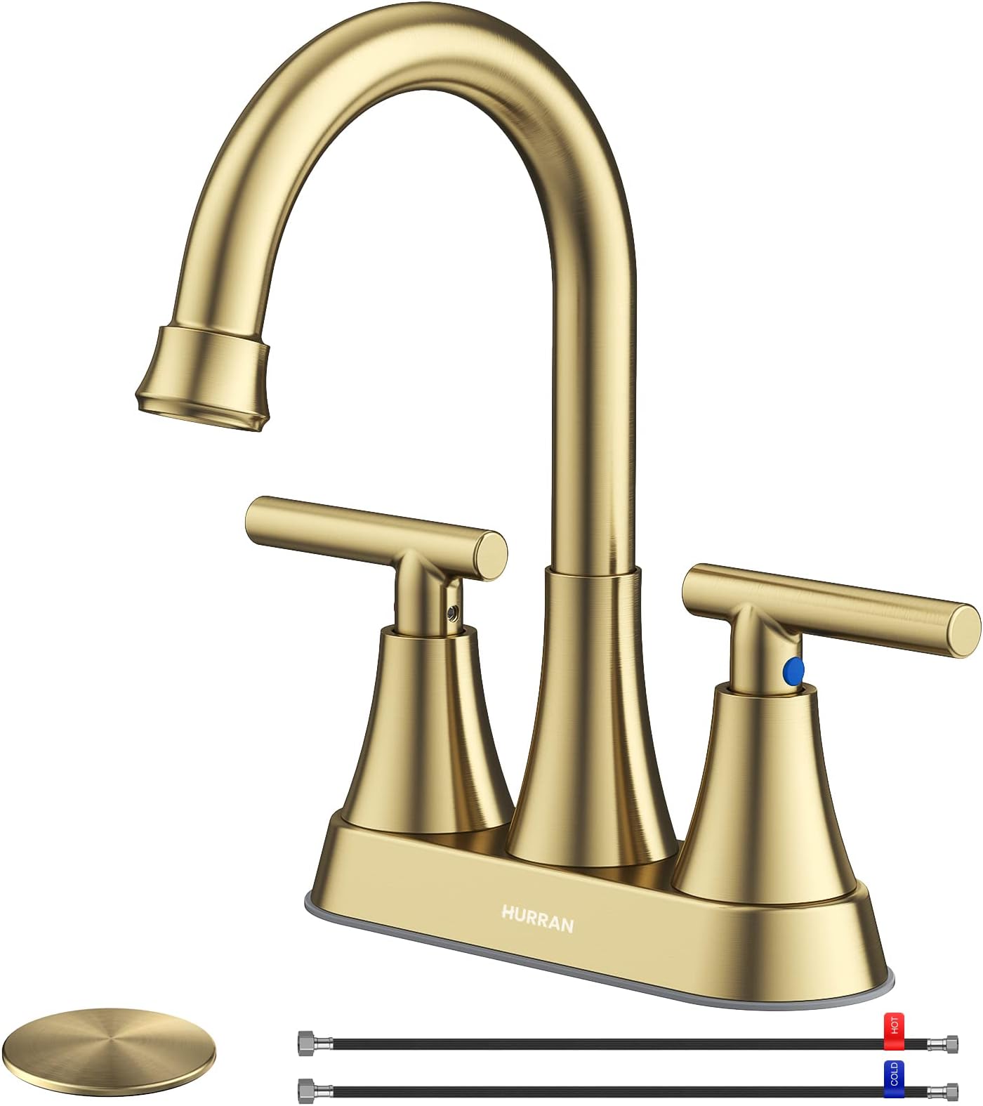 Brushed Gold Bathroom Faucet and 4 Piece Hardware Accessories Set ...