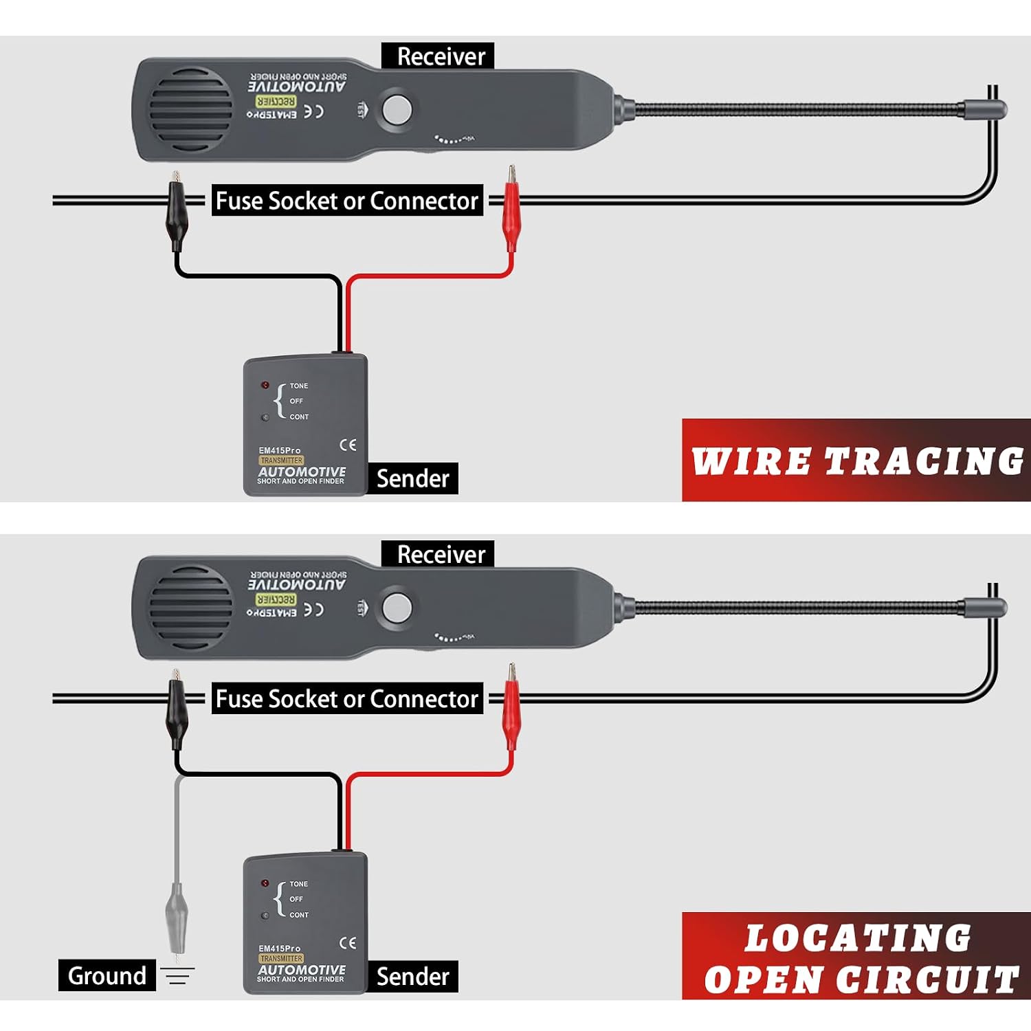Automotive Circuit Tester, EM415Pro Automotive Electrical Open&Short Finder Circuit Tester, DC 6-42V Fault Probe Cable Tracer, Circuit Breaker Finder for Car, Boat,Trailer etc (No Battery)