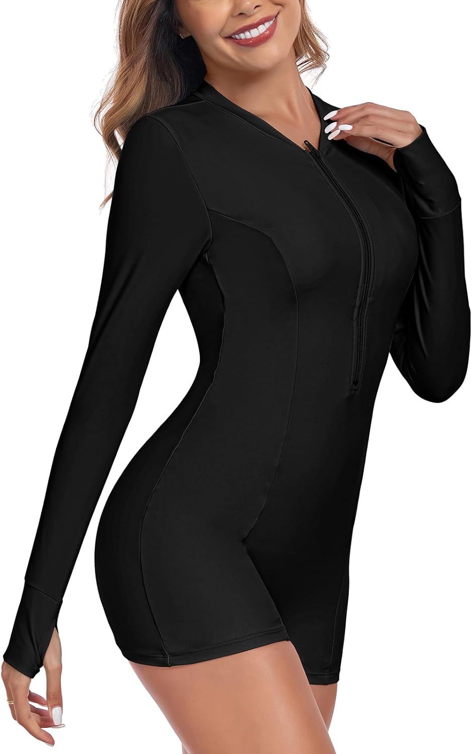 Ocean Blues Women's Long Sleeve One Piece Bathing Suit Athletic Boyleg One Piece Swimsuit UPF 50+ Sun Protection Rash Guard - Image 3