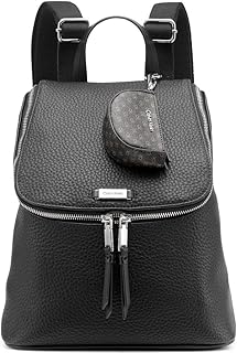 Calvin Klein Zulle Organizational Backpack, Black/Silver, One Size