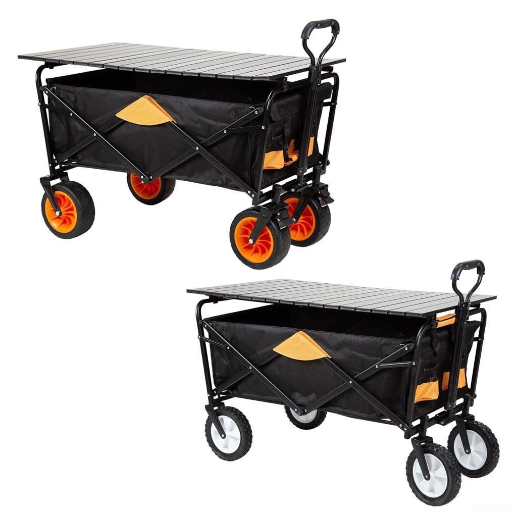 EasyByMall Klappbarer tragbarer Camping-Picknicktisch, Gartentisch, Outdoor-Wagen, Anhängerabdeckung für Campingwagen, Wagen, Kinderwagen, Gartenwagen (S, Schwarz)