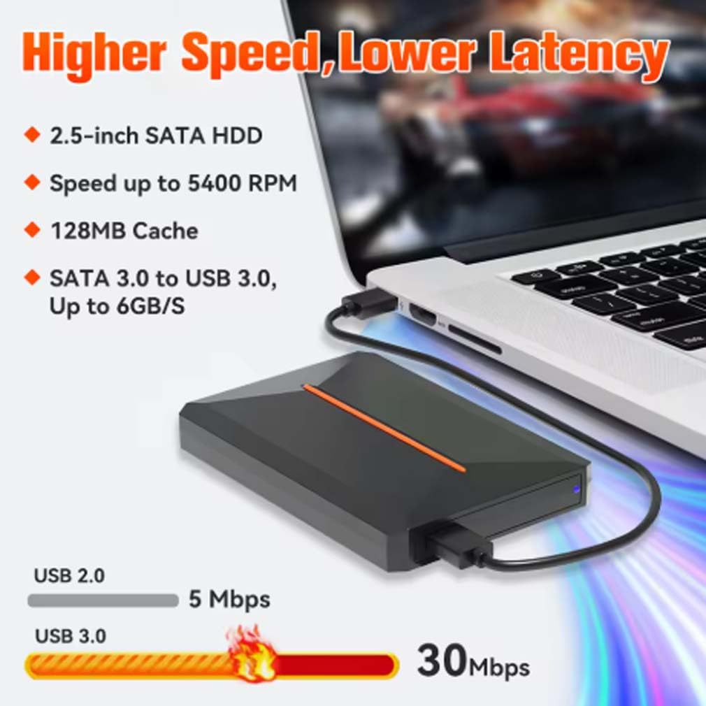 High-Speed Compact External Hard Drive,Disque dur externe 2TB–Disque dur portable USB Typ-C haute vitesse,xtension de Stockage de Sauvegarde de Données Ultra-rapide - Disque Dur (Noir, USB3.0)