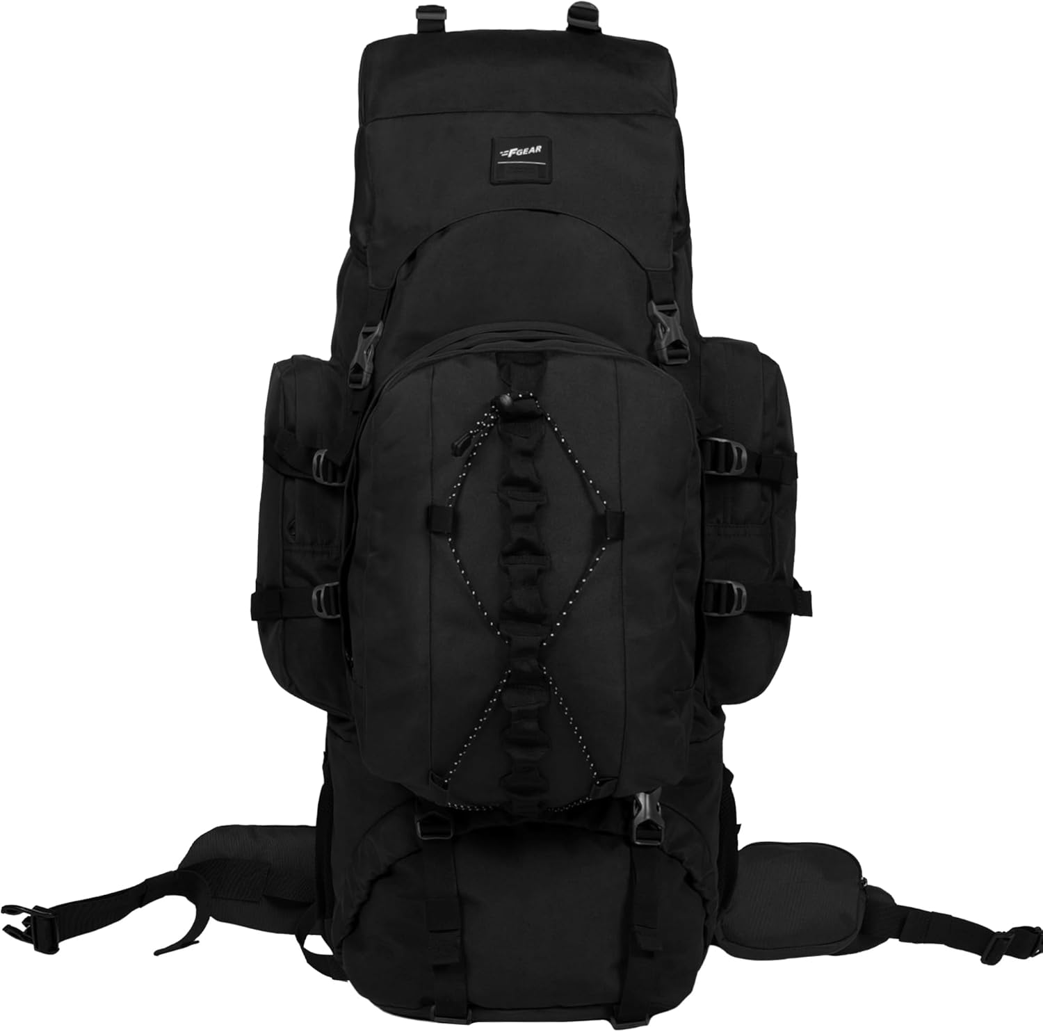 F Gear Levante Blk 87L, Unisex Hiking Trekking Camping Travel Leisure Tourist Outdoor Rucksack|Fits 17" Lap|Detachble 11L Tiny Bag|Top Open Shoulder Bag|Shoe Pocket 2 Bottle Holder&Raincover Bag,
