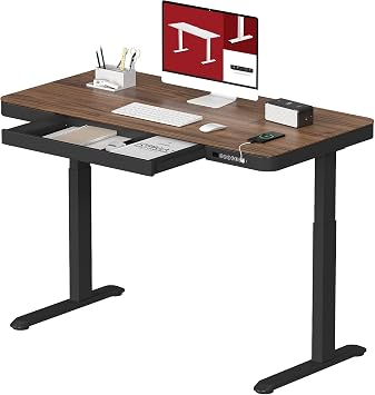 SANODESK Electric Height Adjustable One-Piece Standing Desk with Drawer