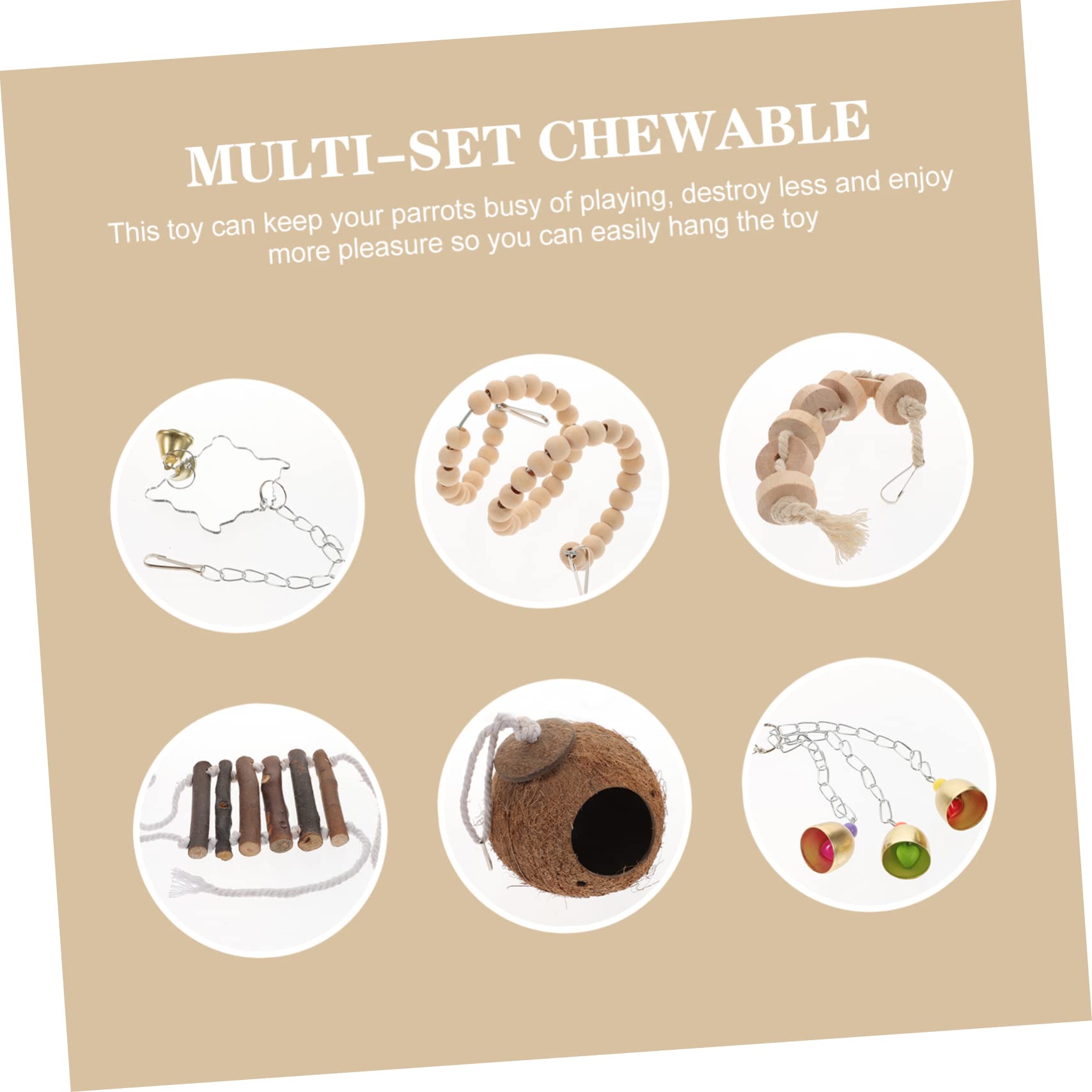 DOITOOL 9pièces Jouets à Mâcher pour Oiseaux De Jouets Naturel Et Corde pour Perroquets Accessoires De Jeu pour Cage à Oiseaux Stimule Instinct Naturel De Mâcher Grimper