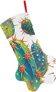 Cute Cactus Seamless Illustration Paw Shape Stocking Cute Candy Gift Toy Sock Personalized Dog Paw Christmas Stocking Xmas Hanging Stockings Holiday Decorations Stockings