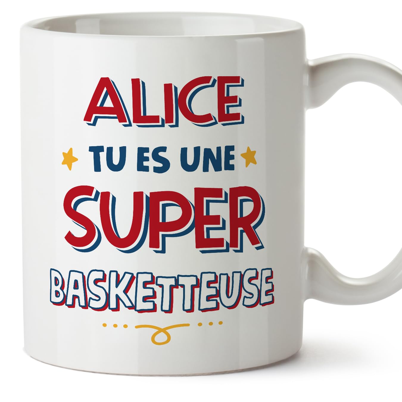 MUGFFINS Personalised Mug for Basketball Player Woman - in French - Tu ES Super - Funny Custom Gift for Colleagues - Ceramic 11oz Mug — image 1