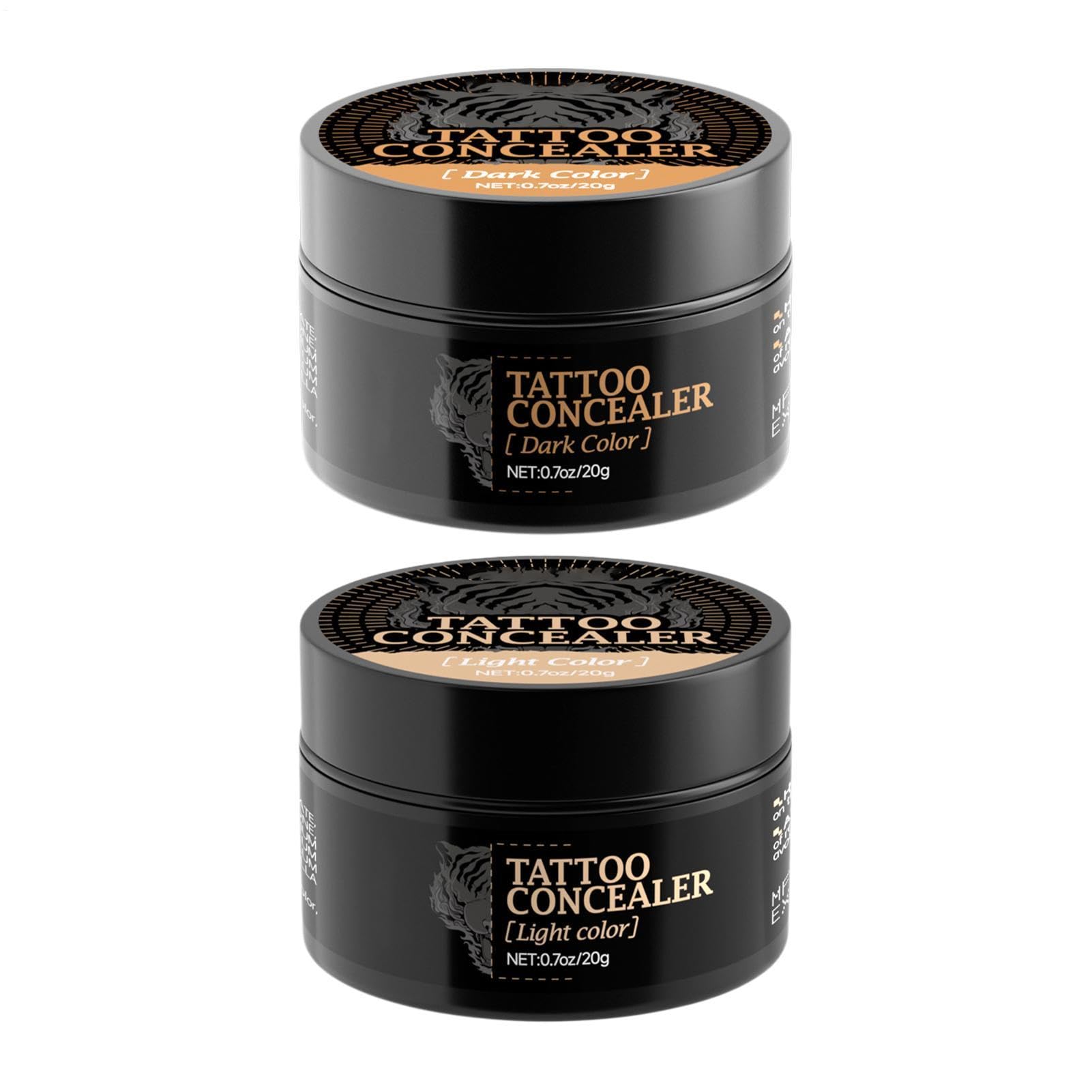 2pcs Copri Tatuaggi, Crema Coprente Capillari Gambe, Coprente Gambe Waterproof, Correttore Occhiaie, 20g, Make Up Correttivo Ipoallergenico E Non Comedogenico, Per Tutti I Tipi Di Pelle, Waterproof