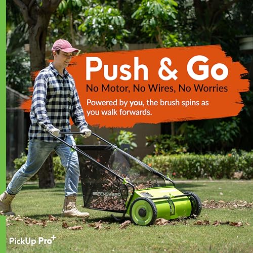 Image of Pickup Pro XL Garden Sweeper - Manual Leaf & Grass Push Lawn Sweeper (Pickup Pro Max)