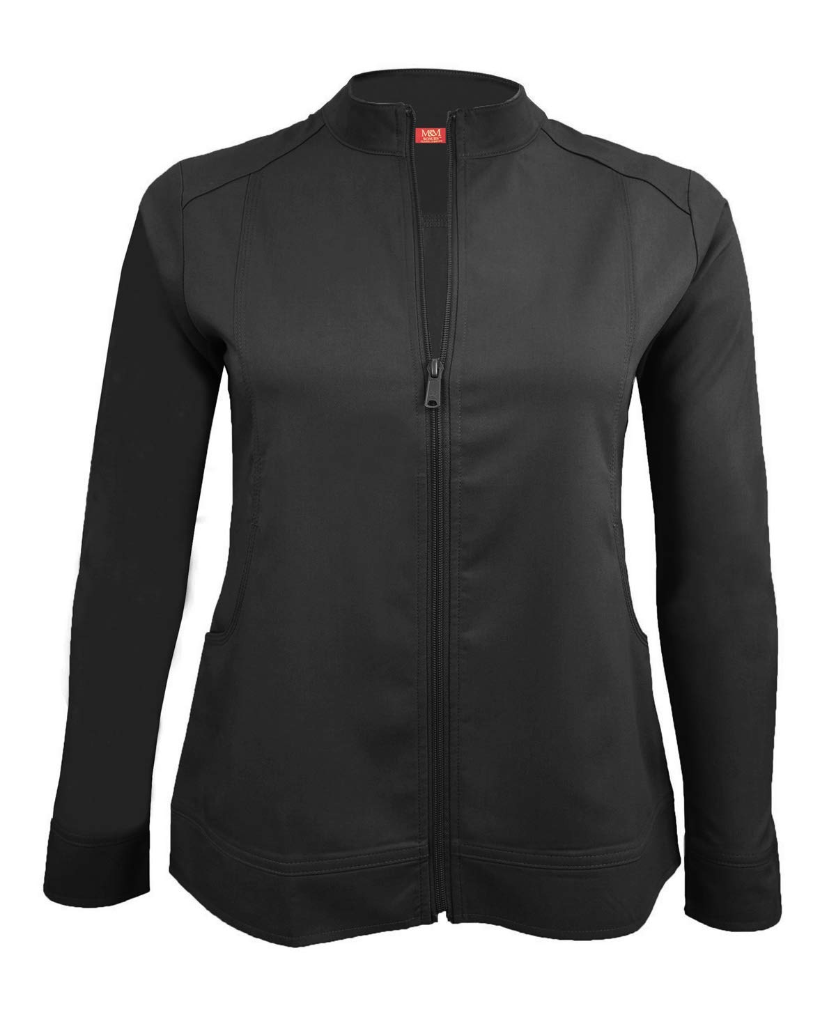 M&M Scrubs Women's Ultra Soft Front Zip Warm-Up Scrub Jacket (Large, Black)